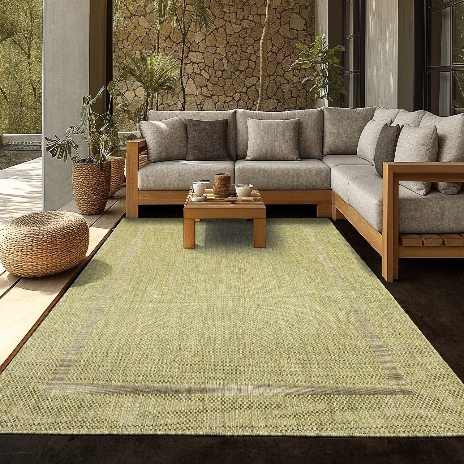 SIMPEX24 Outdoorteppich Unicolor - Einfarbig, Läufer, Höhe: 5 mm, Teppich Wetterfest Balkon Küchenteppich Flachgewebe Sisaloptik