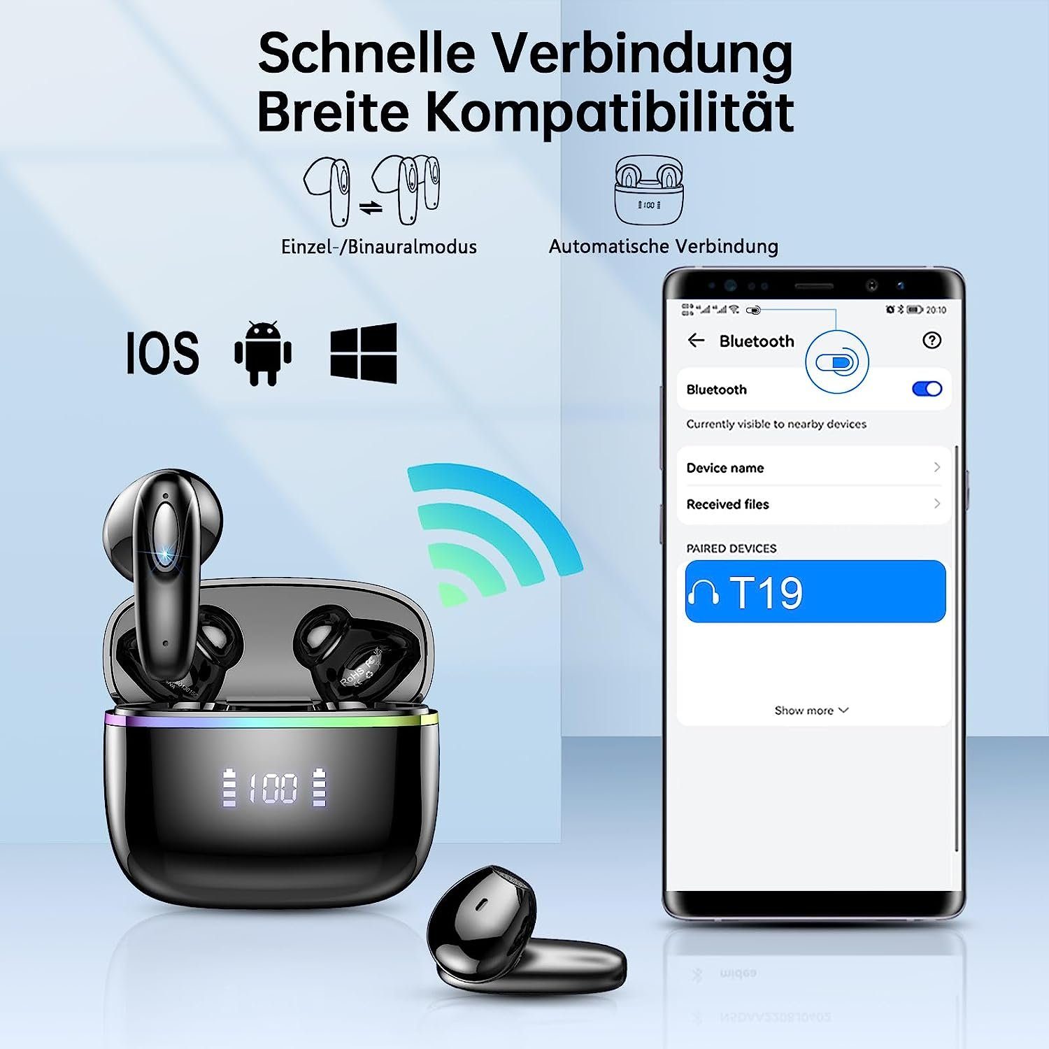 TWS-Bluetooth-Headsets Bluetooth-Kopfhörer des der Rauschunterdrückung MOUTEN Digitalanzeige