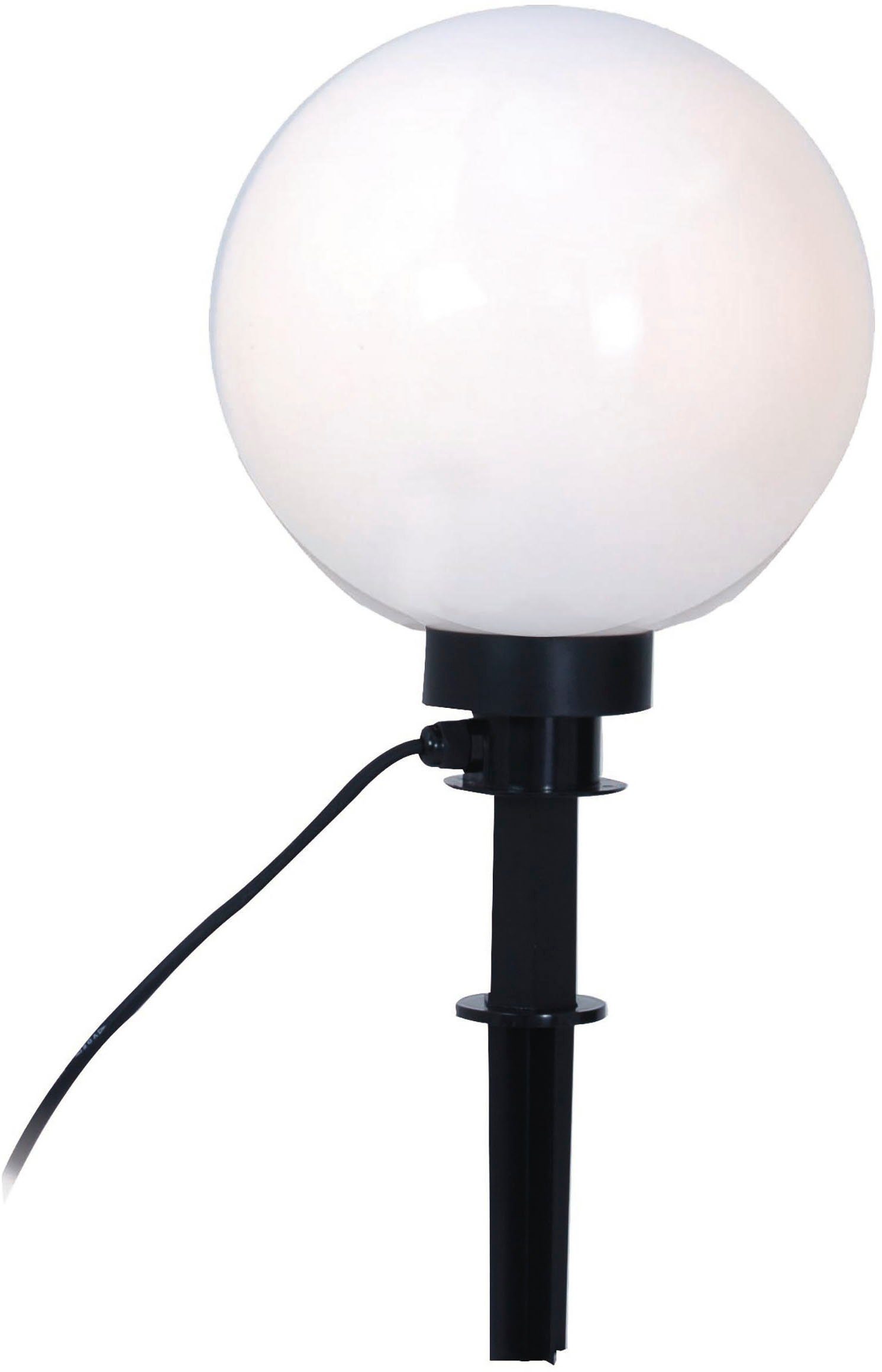 näve Kugelleuchte Ball, Leuchtmittel wechselbar, Kunststoff, weiß/opal, D: 50cm, Spieß schwarz, exkl. 1 x E27 max. 40W | Alle Lampen