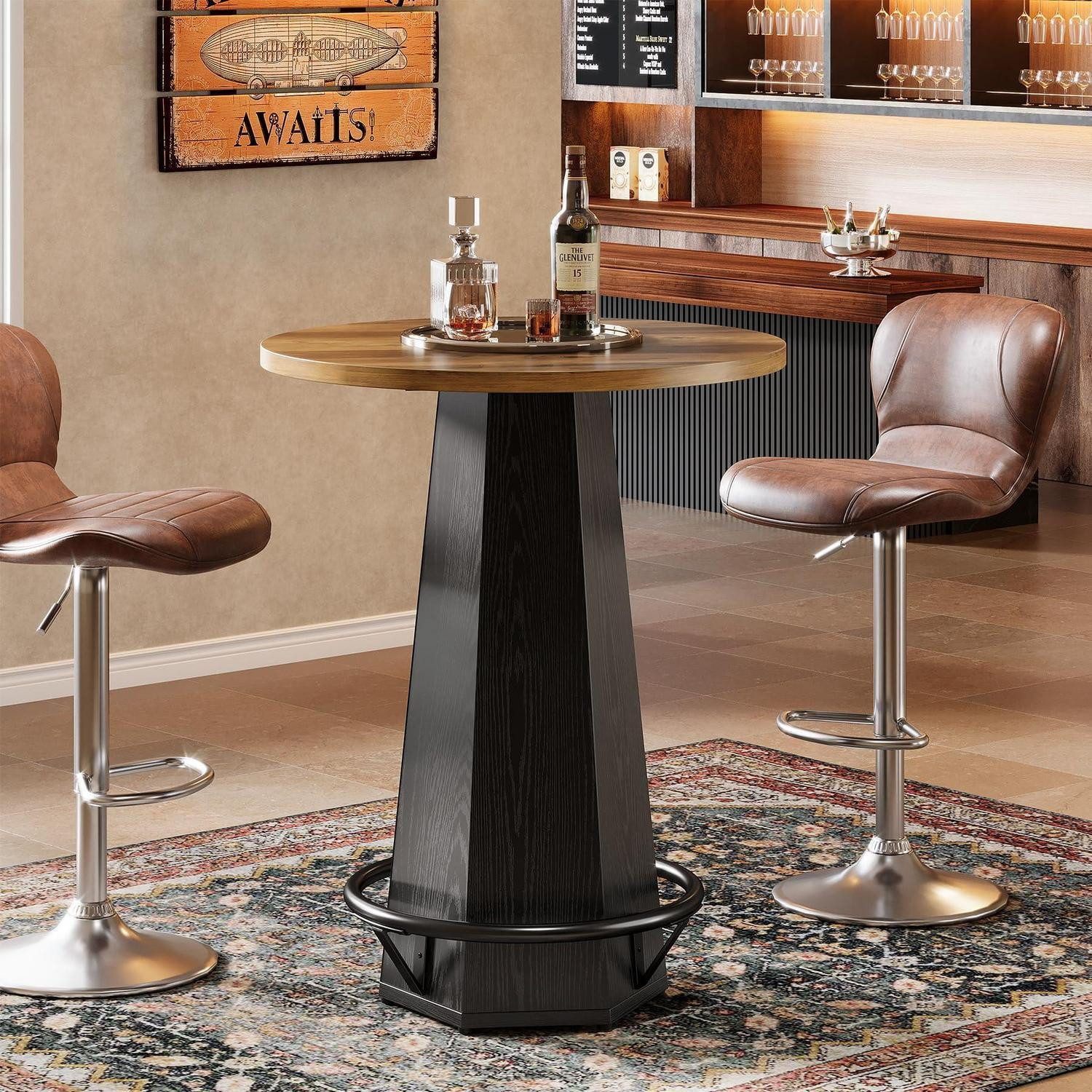 LuxusKollektion Stehtisch Bartisch rund 100cm braun schwarz Industrial (1-St)