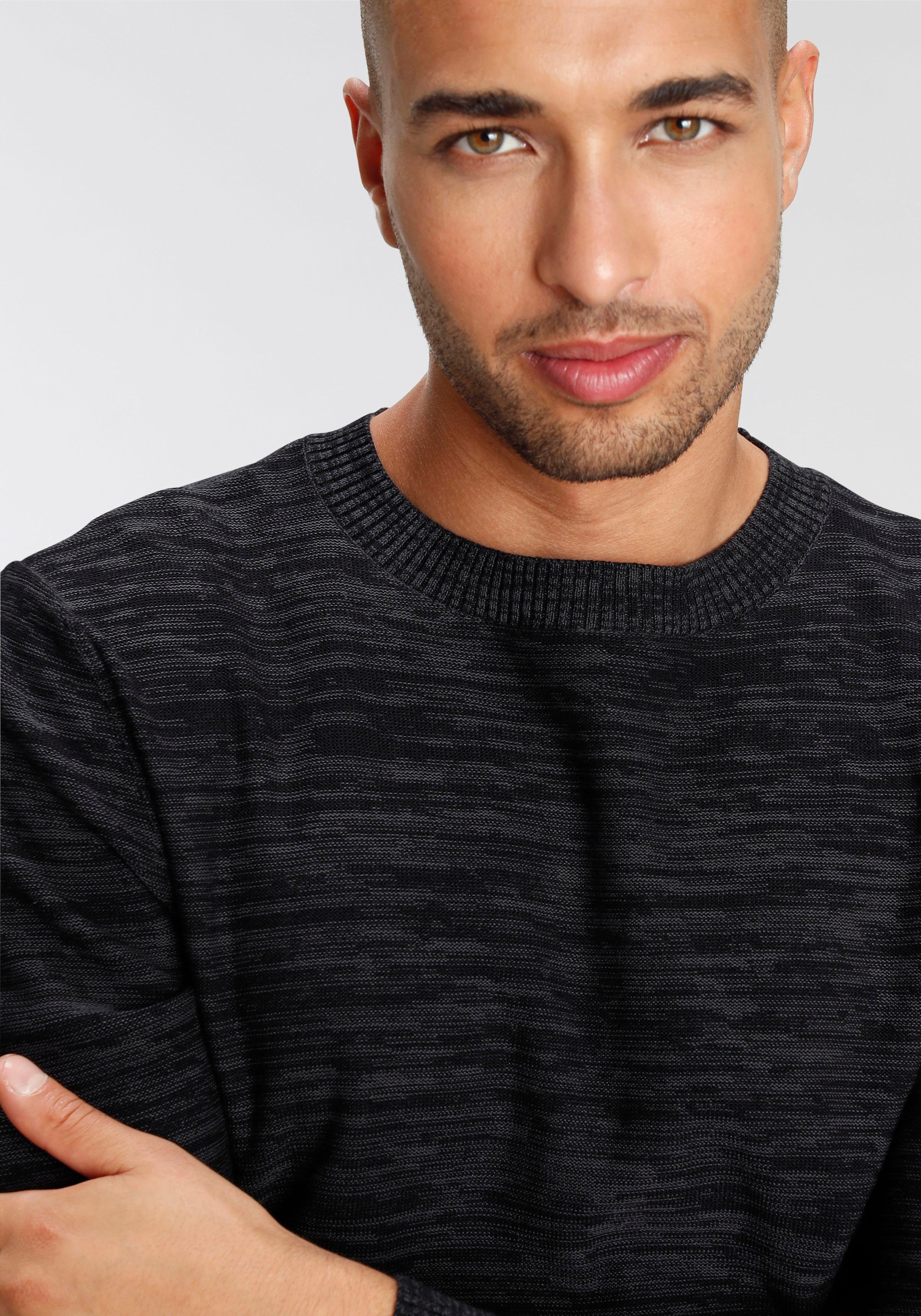 AJC Rundhalspullover in melierter Optik