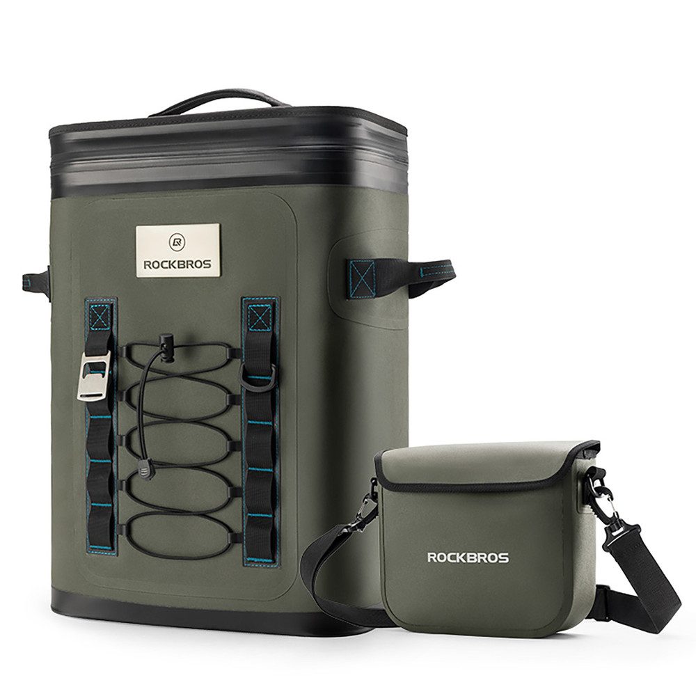 ROCKBROS Kühltasche Kühlrucksack Kühltasche, wasserdicht, Isolierwatte, Flaschenöffner, Zusatztasche