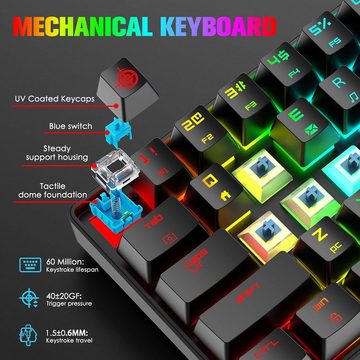 LexonTech mit RGB Hintergrundbeleuchtung Tastatur- und Maus-Set, Kombo Eintauchen in faszinierendes RGB-Hard,PlugandPlay Kompatibilität