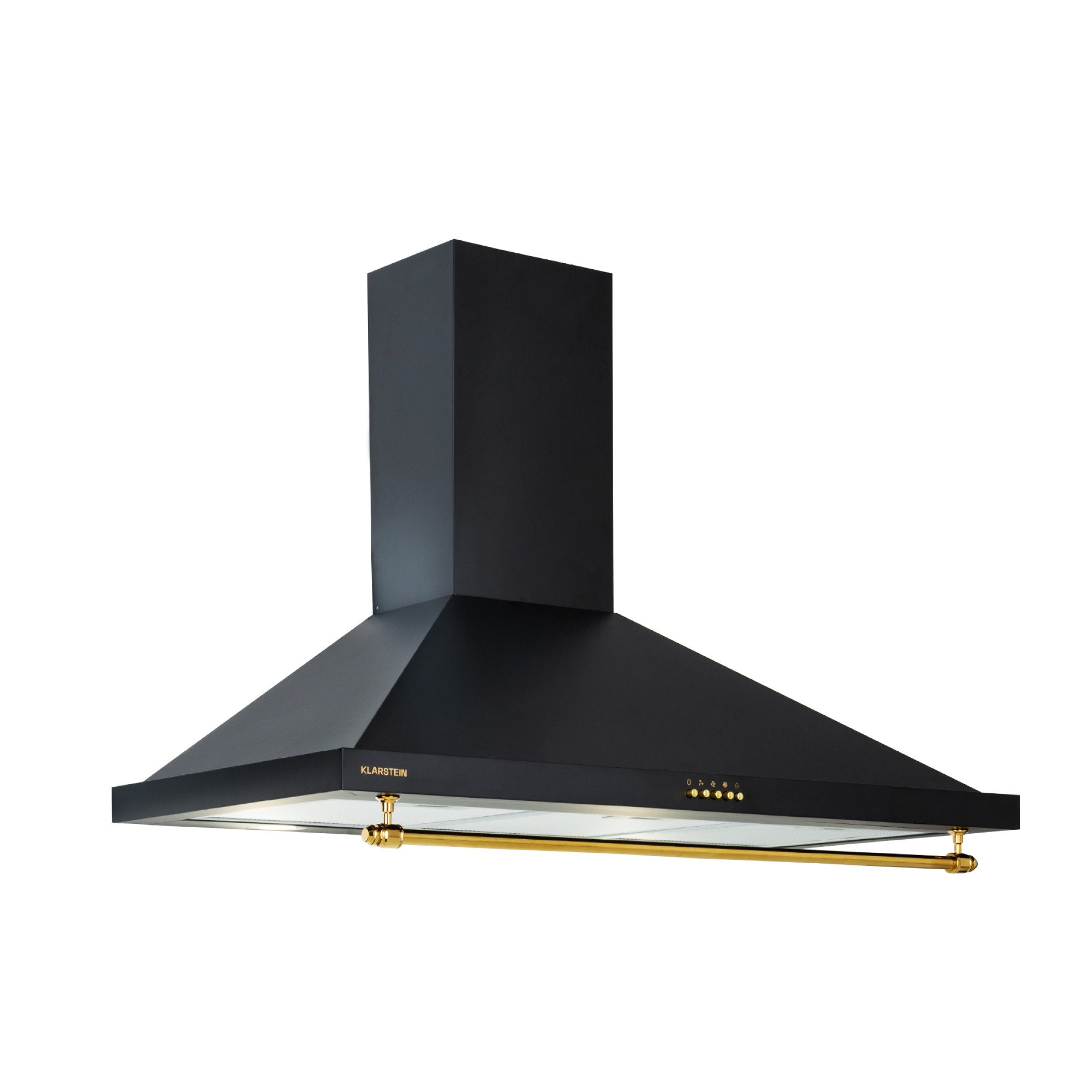 Klarstein Deckenhaube Montblanc 90 Serie Montblanc 90 Vintage Dunstabzugshaube 90 cm 610 m³/h 165W LED Reling Montblanc 90, Wandhaube Schornsteinhaube Abluft Edelstahl 90 cm bronze 165W