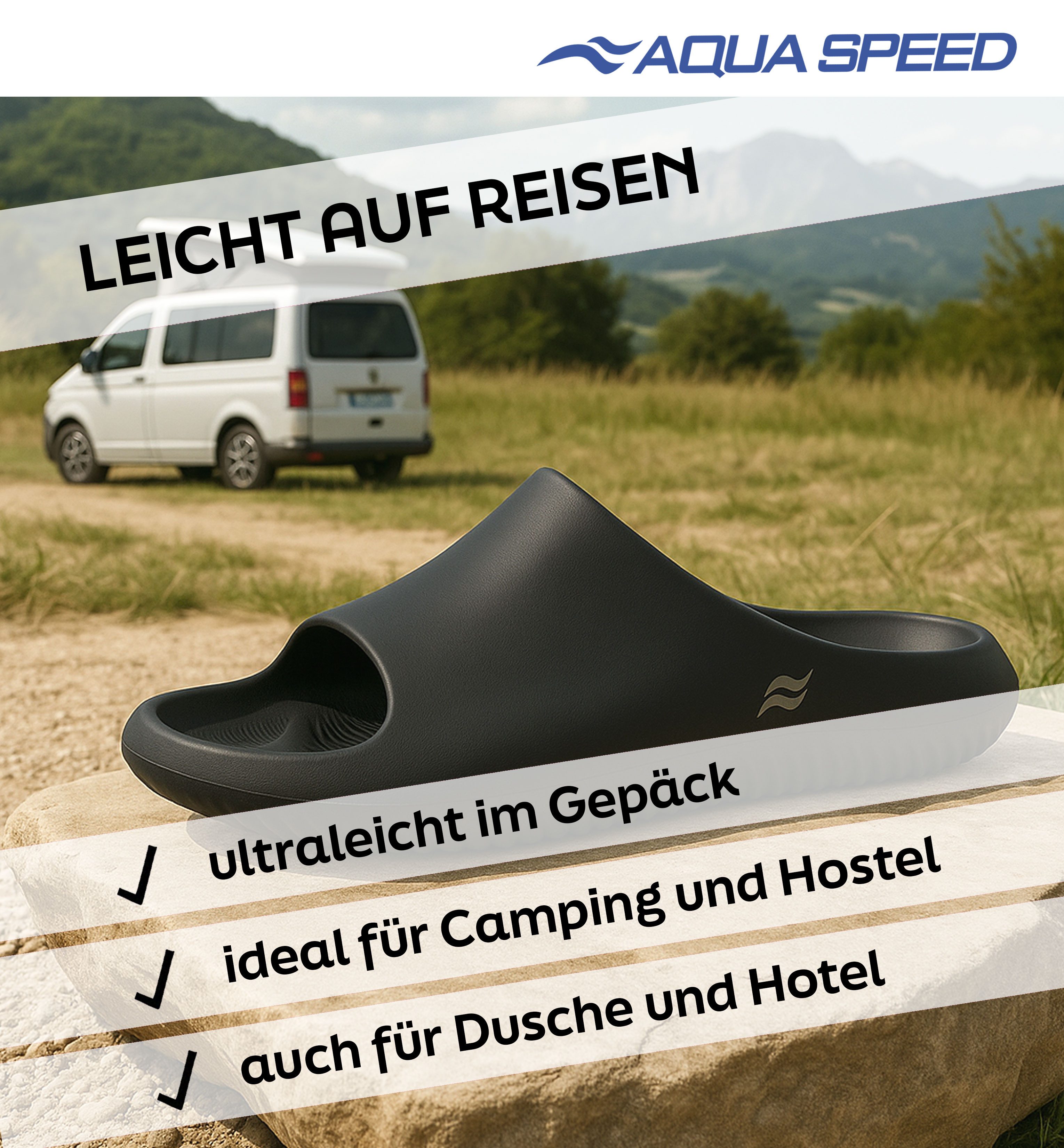 Aqua Speed Toledo Badelatschen weich gepolstert, dicke Sohle + Mikrofaserhandtuch Badepantolette (Entspannende Poolschuhe – ideal für Therme, Reisen und Alltag) – Bild 4 von 5