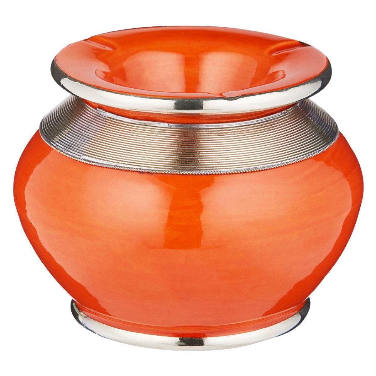 Marrakesch Orient & Mediterran Interior Aschenbecher Marokkanischer Aschenbecher Cariba Deko aus Keramik in Orange 11 cm, Handarbeit