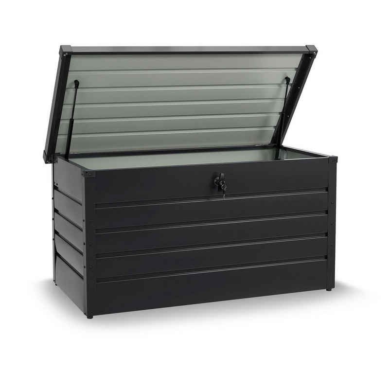 Juskys Gartenbox Limani, einfacher Aufbau, zeitlose Optik, Hubautomatik-Deckel