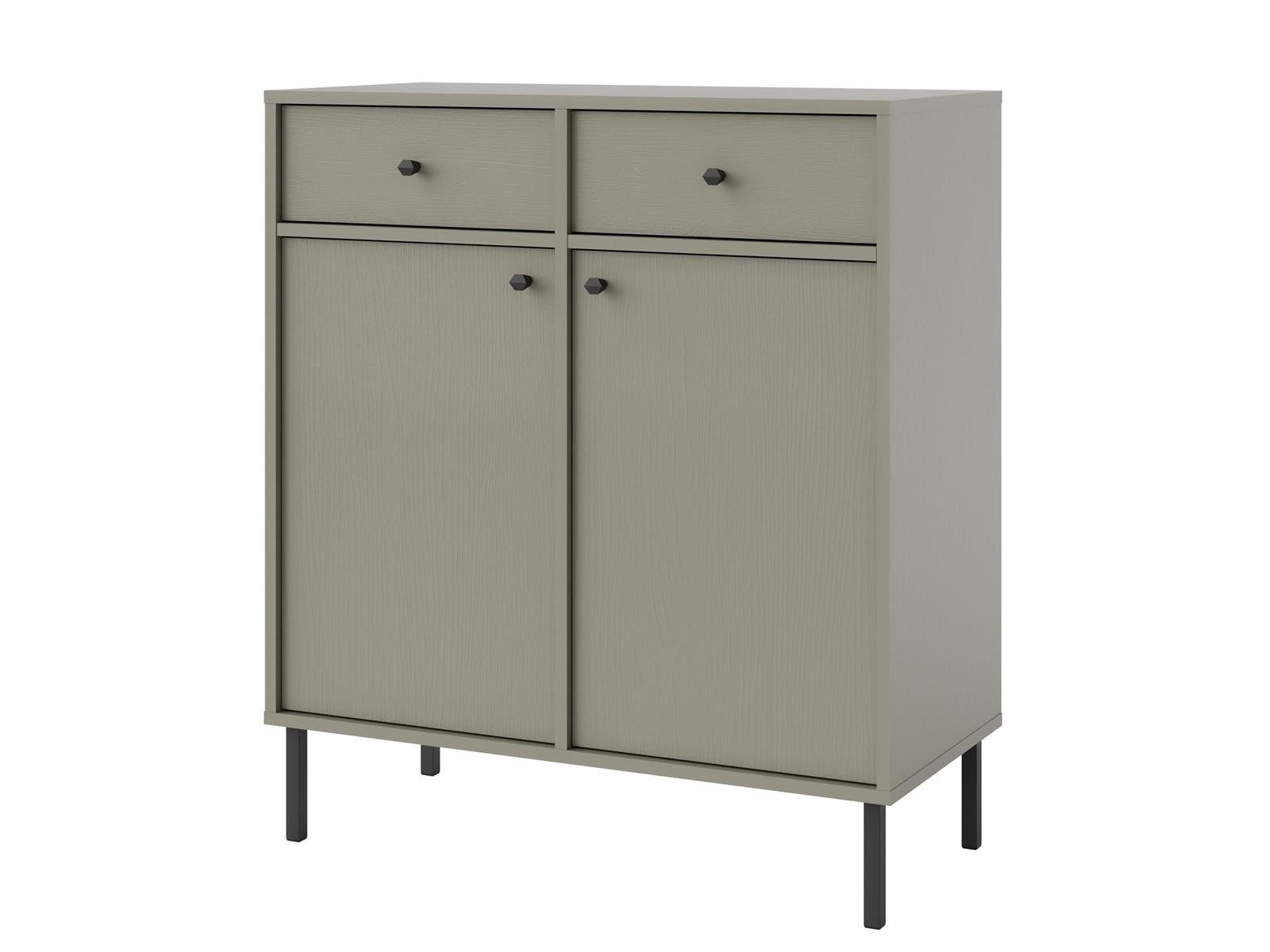 Compleo Kommode mit 2 Schubladen, Olivgrün, Beige oder Schwarz, Elegant design