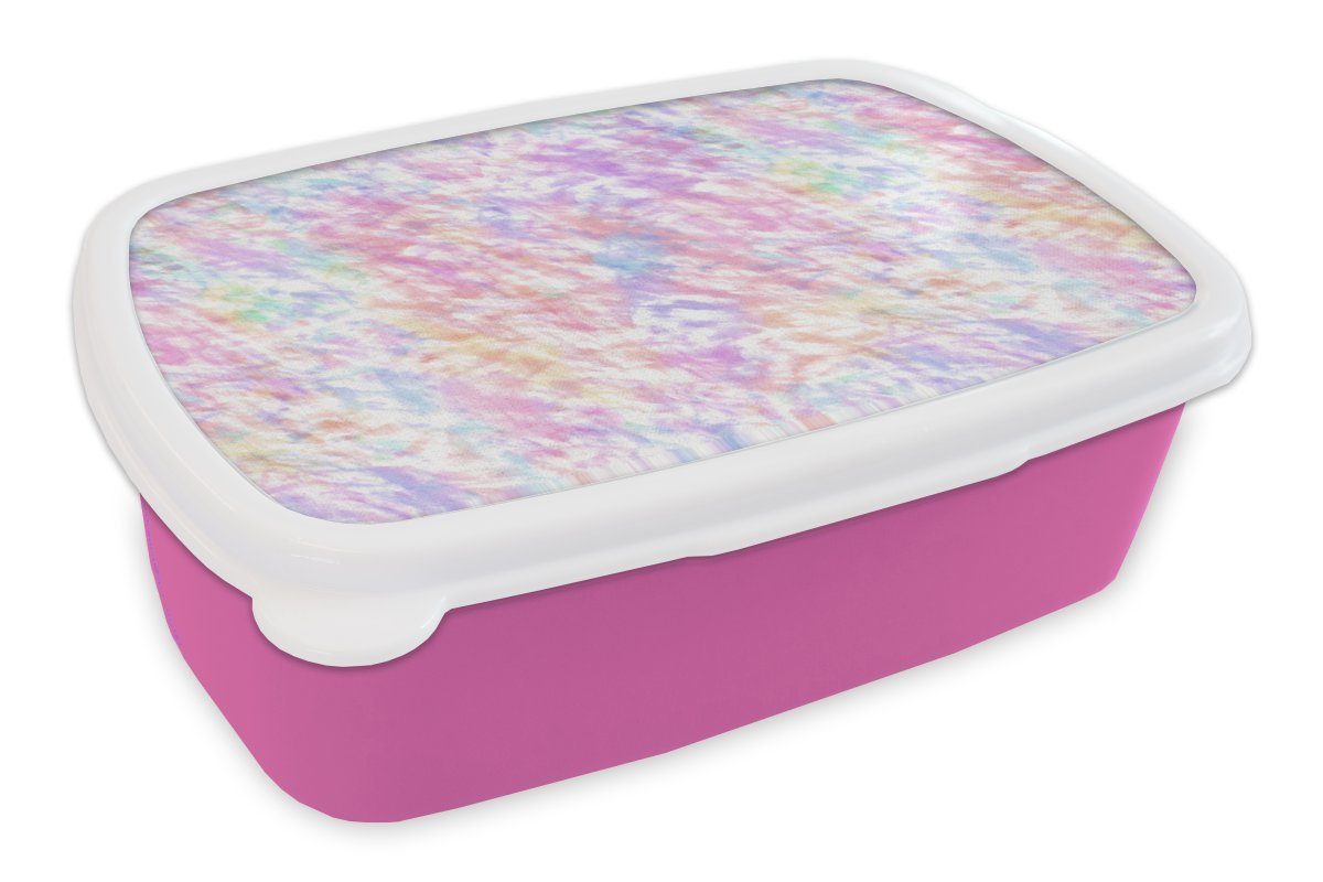 MuchoWow Lunchbox Regenbogen - Farbe - Muster - Krawattenfärbung, Kunststoff, (2-tlg), Brotbox für Erwachsene, Brotdose Kinder, Snackbox, Mädchen, Kunststoff rosa