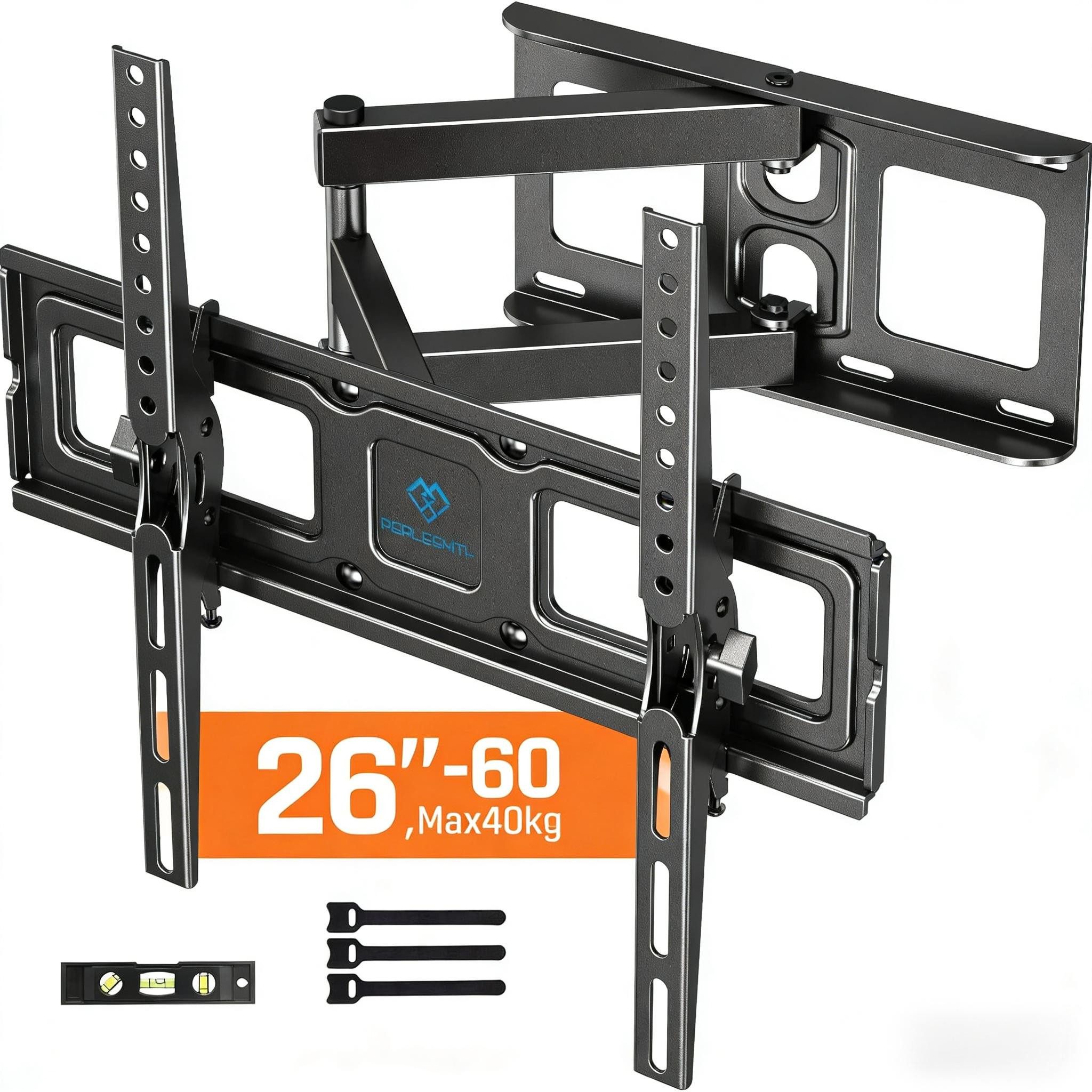 PERLESMITH TV-Wandhalterung TV-Halterung, schwenkbare/neigbare Wandhalterung für 26 - 60Zoll, (bis 60 Zoll, Maximale Tragfähigkeit 40 kg)