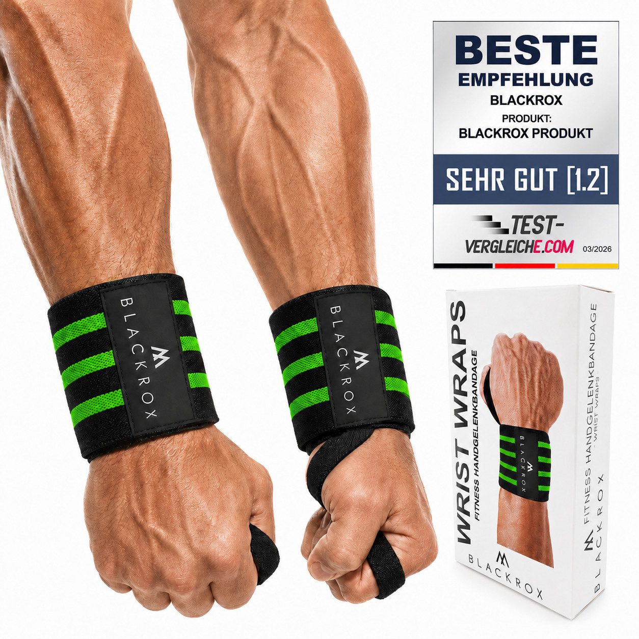 BLACKROX Handgelenkbandage [Vergleichssieger 2026] BEAST KILLER, One Size, 2er Set