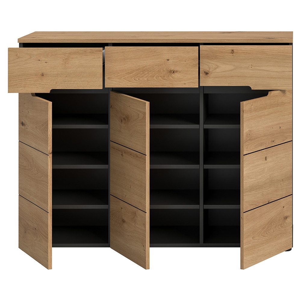 Lomadox Schuhschrank CORTANA-158 120 cm breit, Eiche & Grau