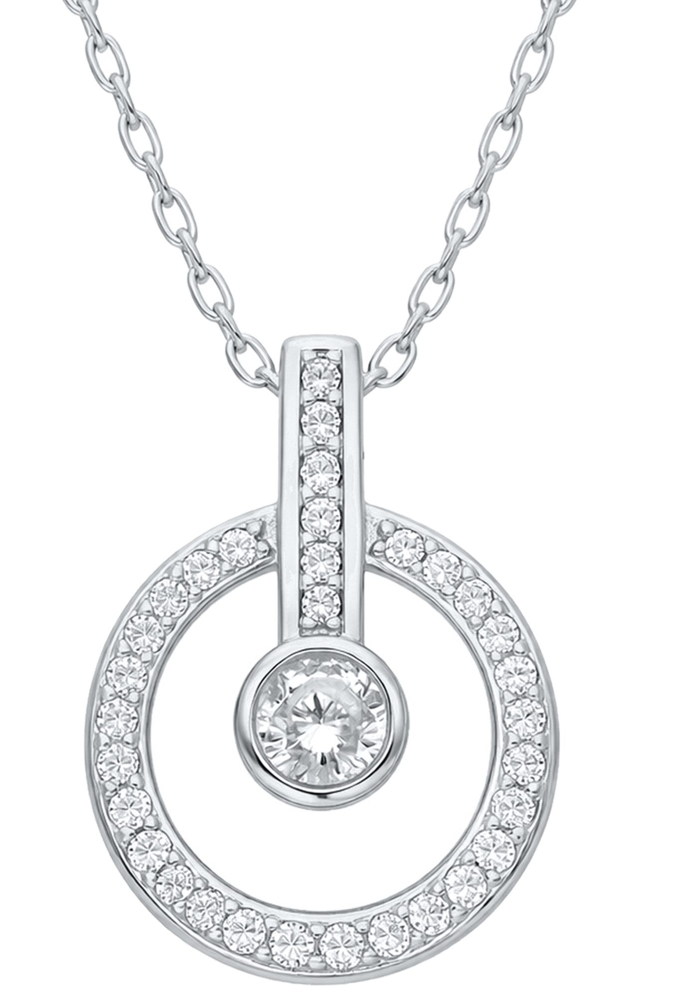 Kette mit Anhänger Halskette mit Zirkonia-Kreis – Zeitlose Eleganz in moderner Form
