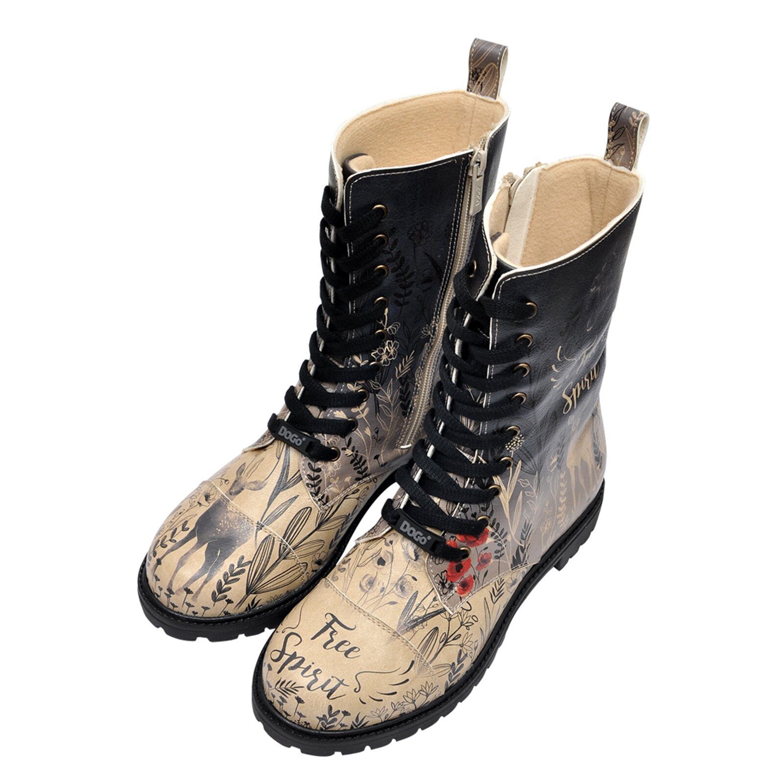 DOGO Zipsy High-Top Boots Owls Family Damen Stiefeletten Schnürboots Handge günstig online kaufen
