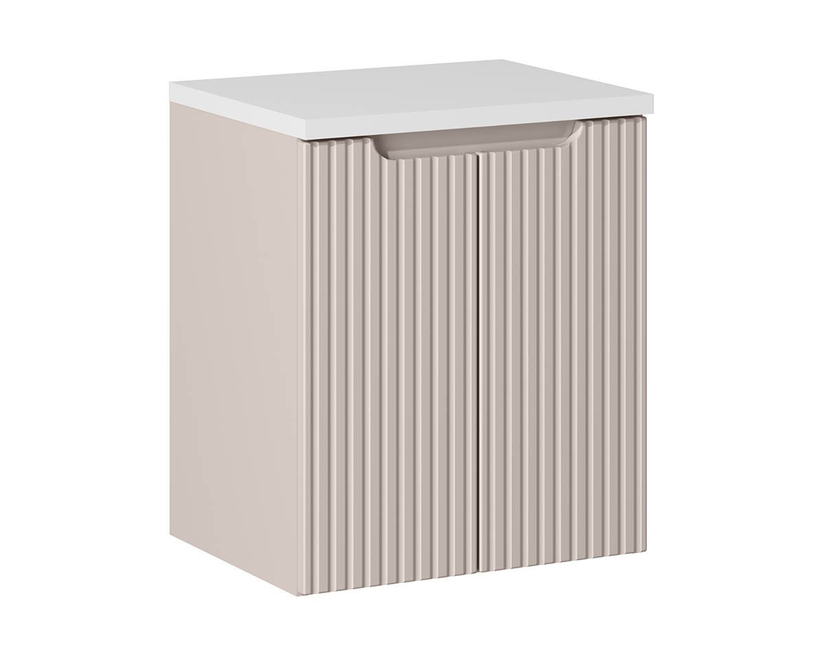 Thumbnail - einfachgutemoebel Waschtisch-Set Bad Waschplatz ILUNA Cash 50cm mit Türen, Becken beige, Kaschmir, (Badmöbel Set, 1-St.,...