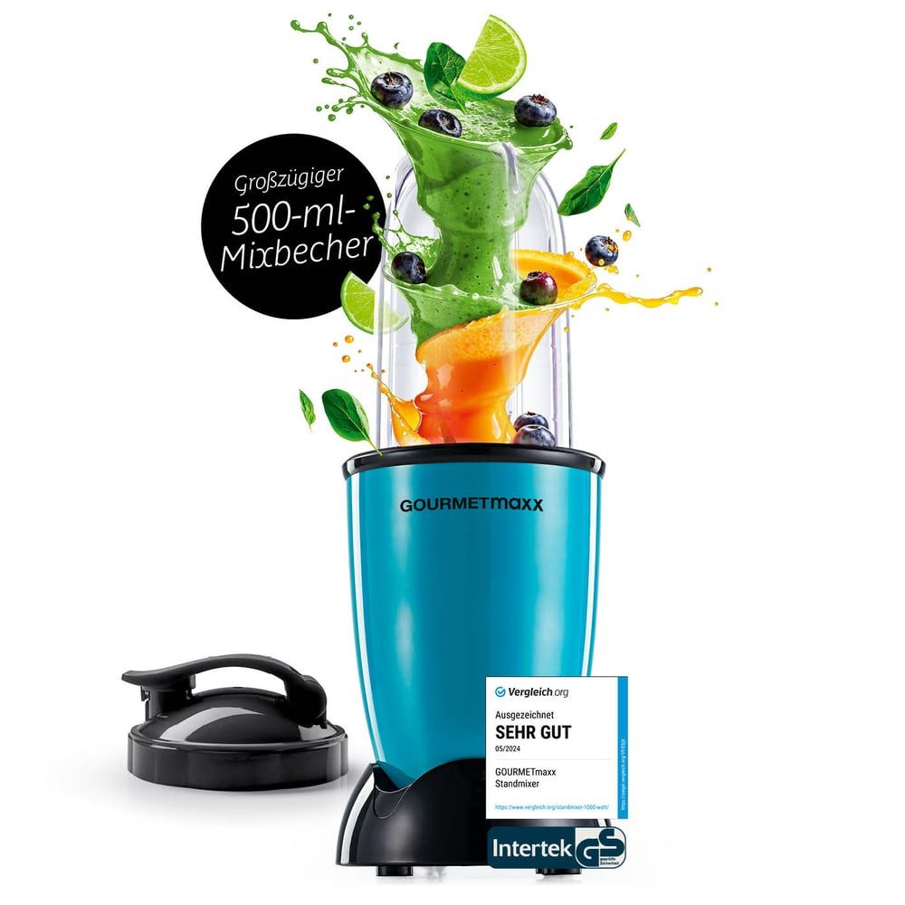GOURMETmaxx Standmixer Mr. Magic 4-tlg. 400W grün/schwarz, 400 W, Elektrischer Mini-Mixer 500ml pürieren Smoothies Shakes Cocktails
