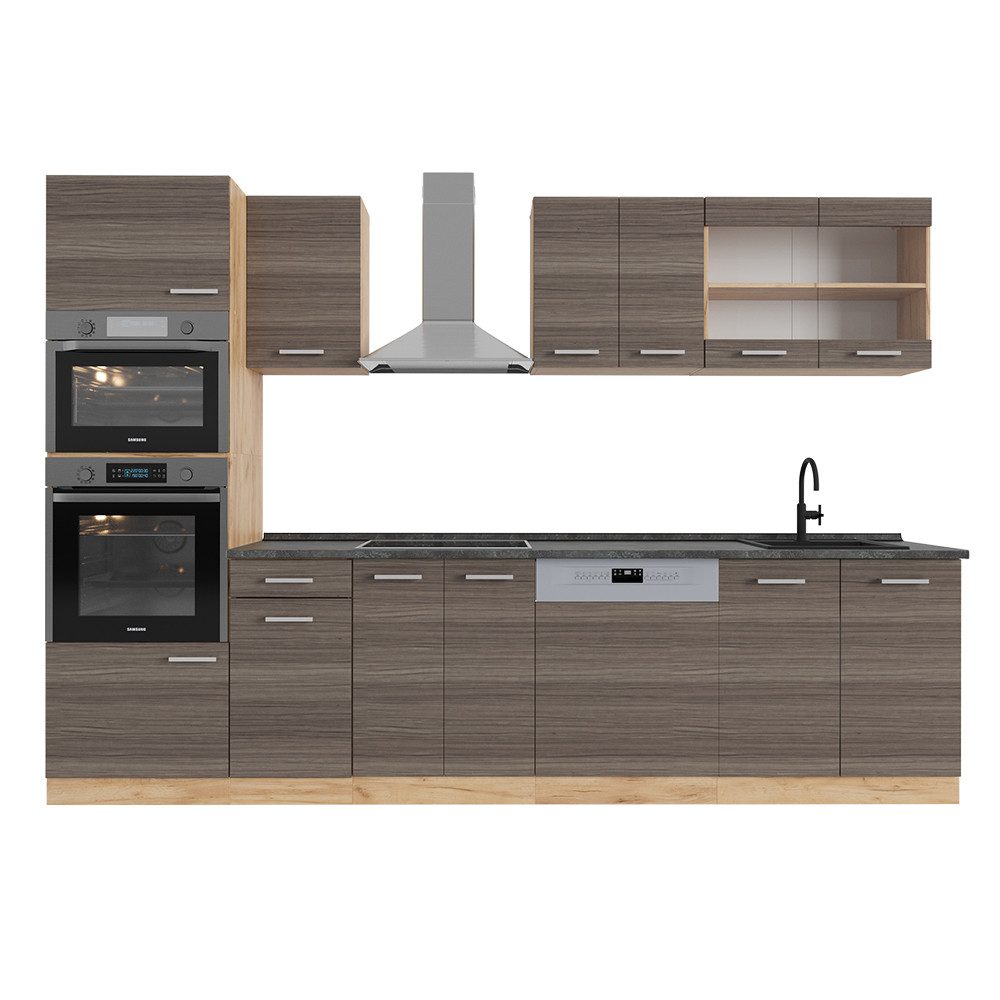 Vicco Küchenzeile R-Line, Edelgrau/Goldkraft Eiche, 300 günstig online kaufen