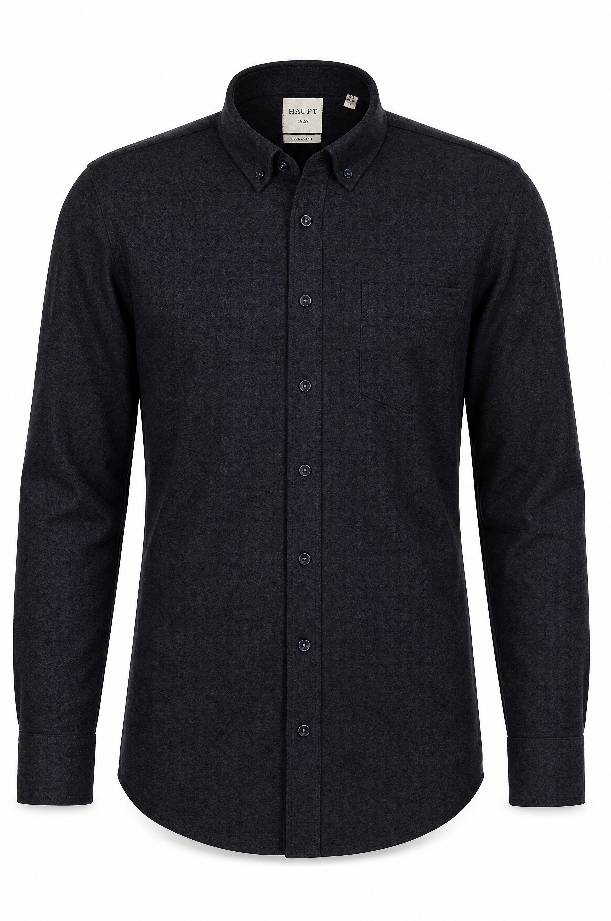 Haupt Langarmhemd Flanell Regular Fit Herrenhemd Langarm in Marine ideal Frühling