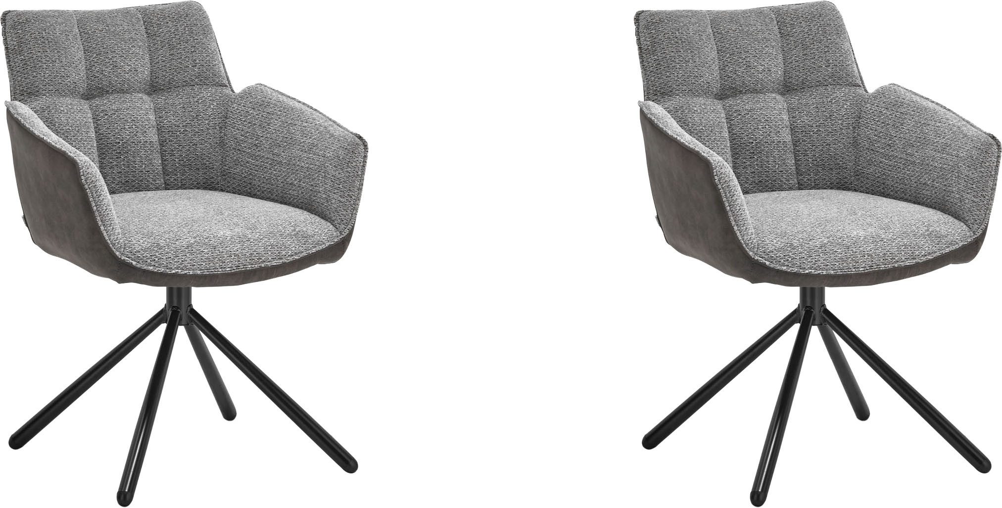 set one by Musterring Esszimmerstuhl Frisco-B (Set, 2 St), Bezug innen Chenille und außen Microfaser, Stativgestell schwarz