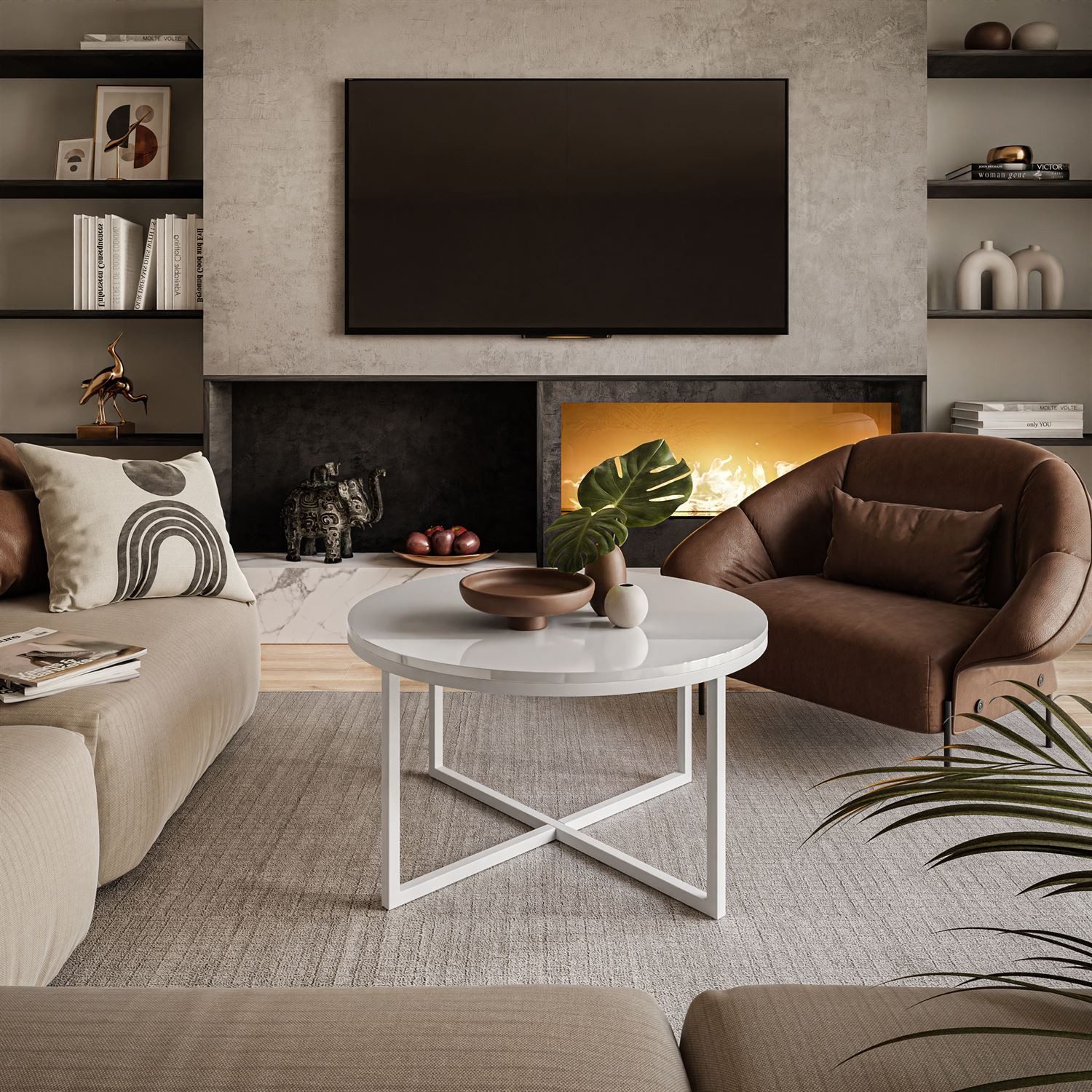 Lookway Couchtisch Runder Couchtisch CIRI-X Hochglanz günstig online kaufen