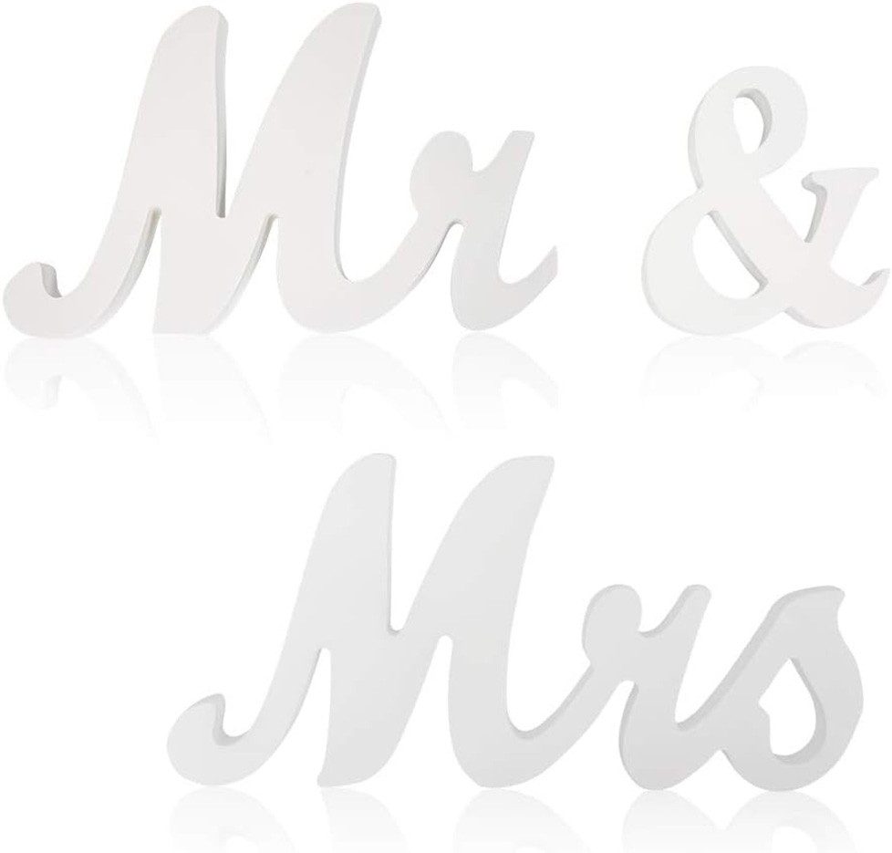 Coonoor Deko-Schriftzug Mr & Mrs Holzbuchstaben Deko-3tlg Tischaufsteller (3 st, Geeignet für Hochzeits- und Jubiläumsdekorationen), Für verschiedene Anlässe geeignet: Hochzeiten, Jubiläen und mehr