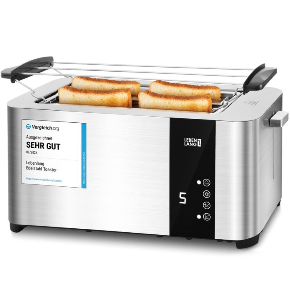 Toaster Premium 4-Scheiben Multifunktionstoaster aus Edelstahl
