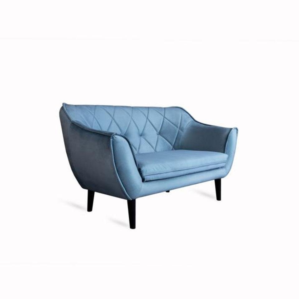 JVmoebel 2-Sitzer, Blau Sofa Sitzer Holz Wohnzimmer Design Modern 2 Luxus
