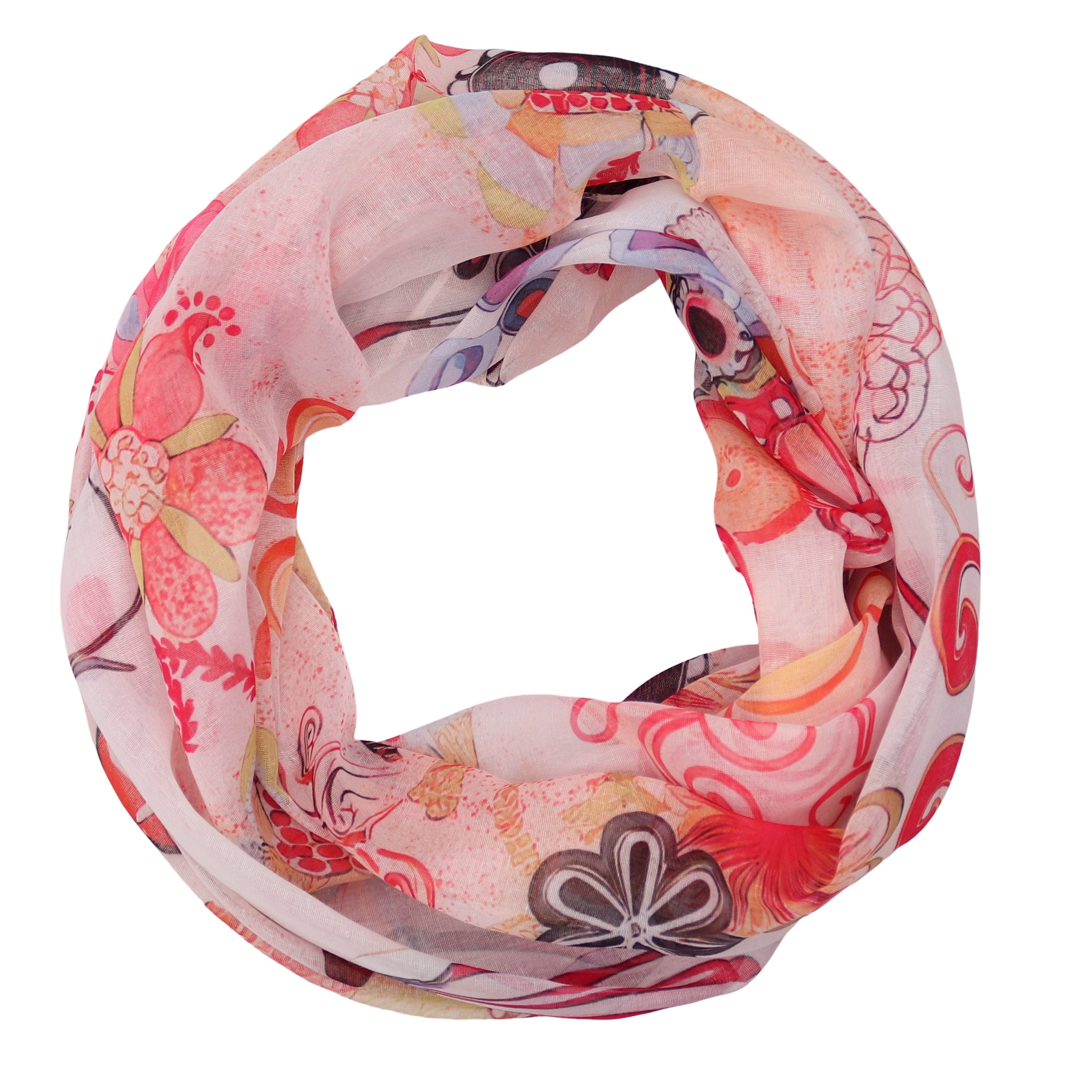 Loop Damen Schal mit Tollem Muster Weich aus 100% Viskose, Schlauchschal