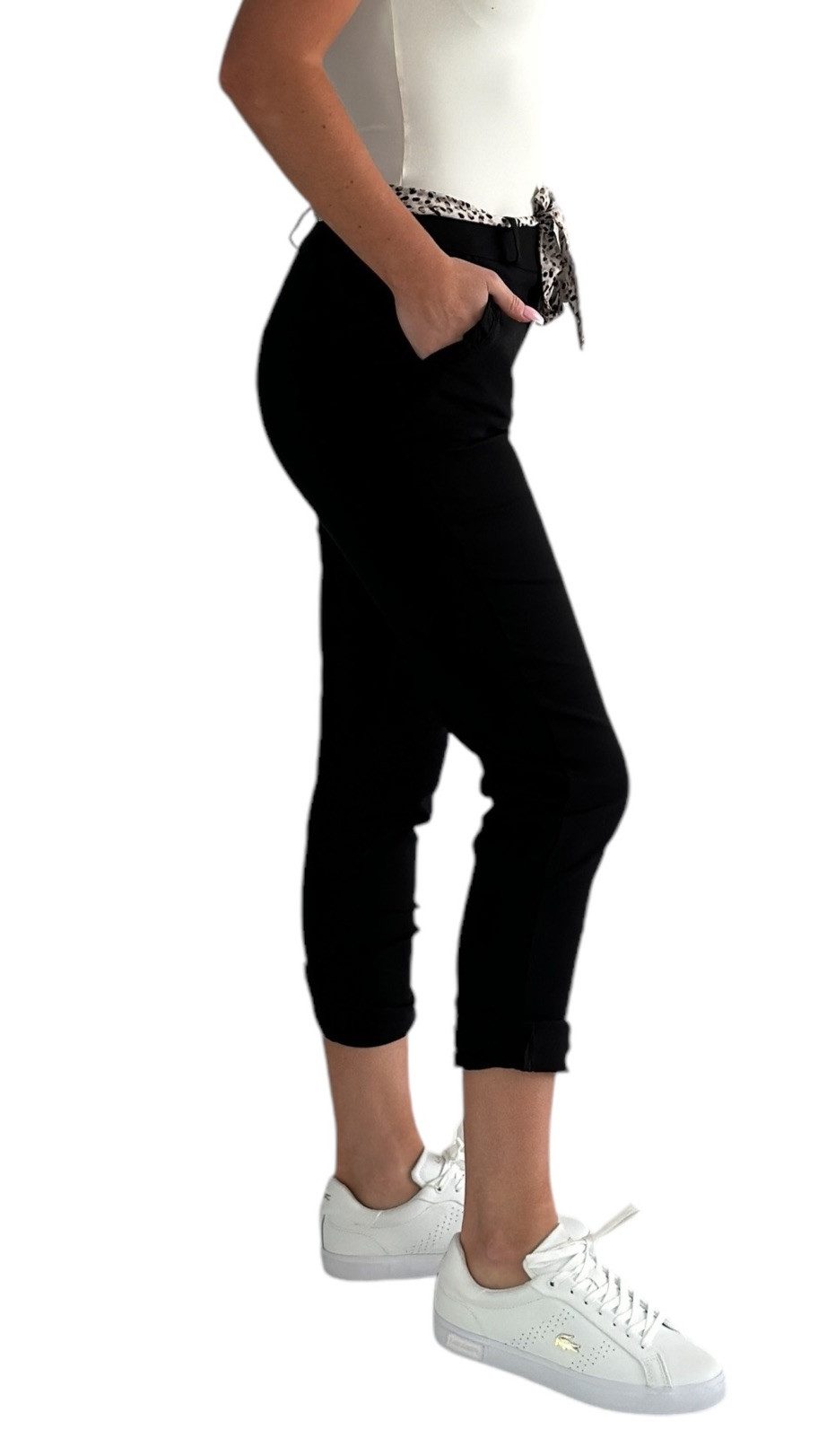 Mississhop Stretch-Hose Female Damen Stretch Klassische Chino Hose mit gemustertem Tuch N. 366