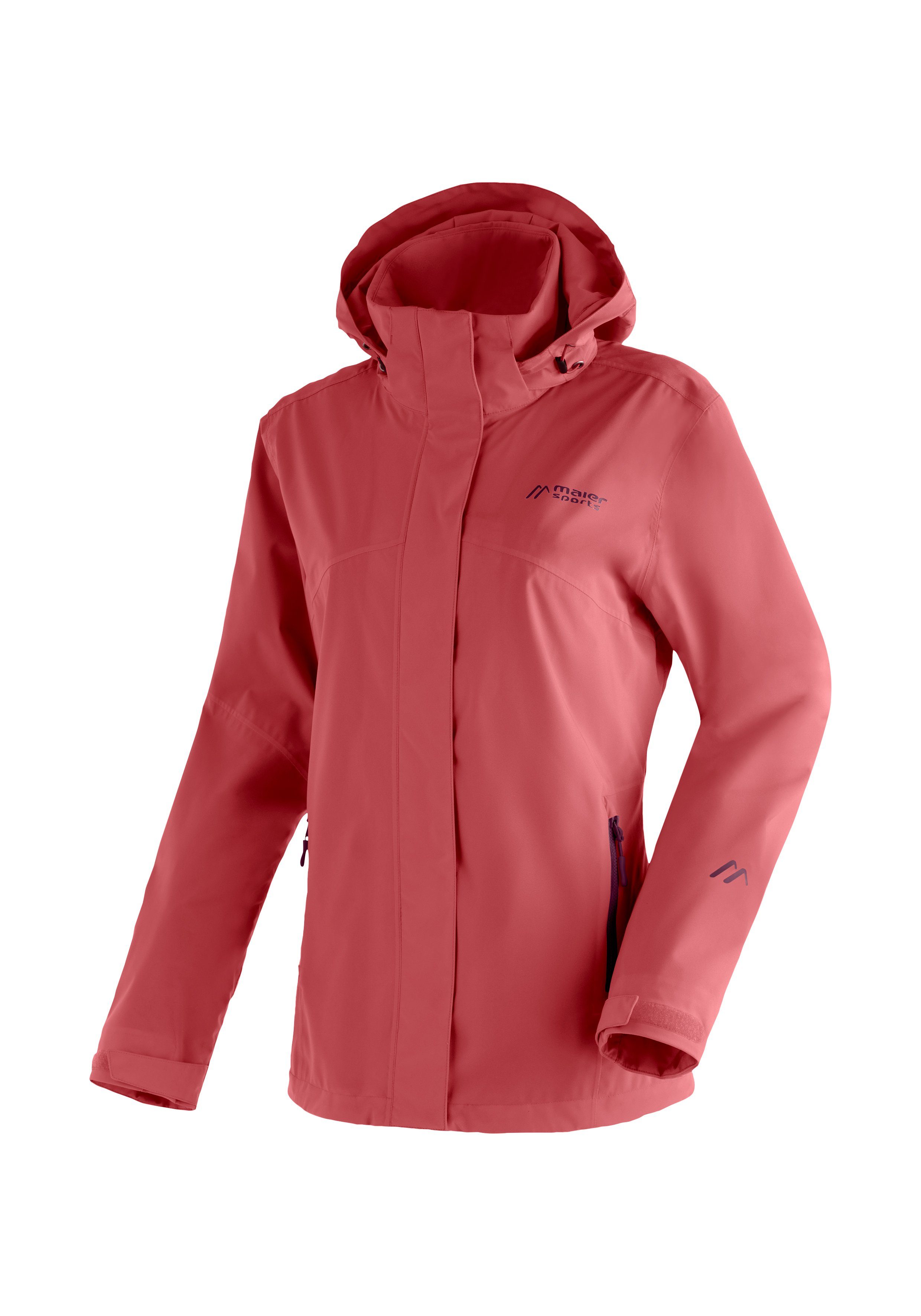 Maier Sports Outdoorjacke Metor rec W Damen Regenjacke mit Kapuze, wasserdicht und winddicht rosa