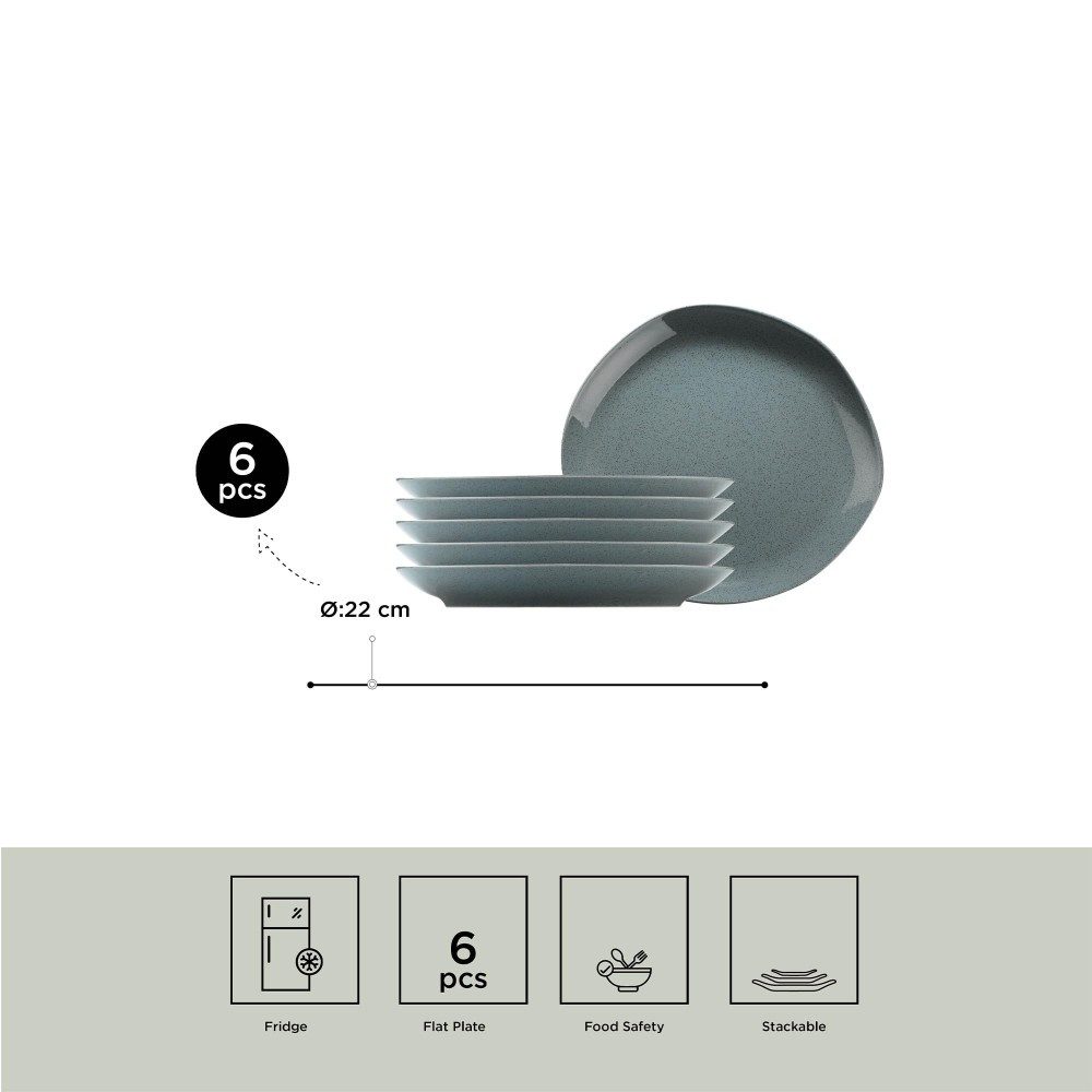 Kütahya Porselen Teller-Set Kütahya Porselen 6er Kuchenteller Set 22 cm Porzellan Blau Modern
