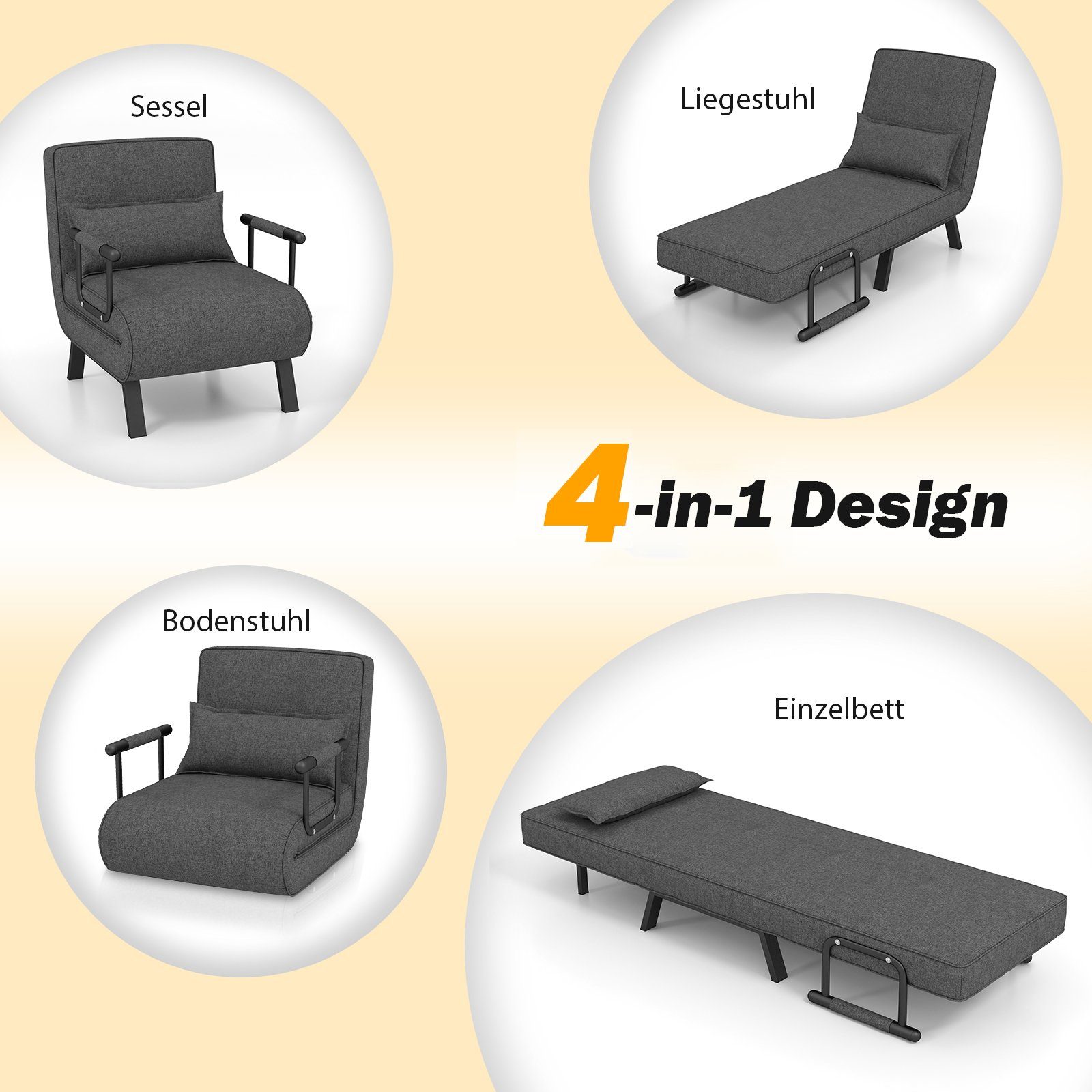 COSTWAY Schlafsofa, 4 in 1,klappbar,mit verstellbarer günstig online kaufen