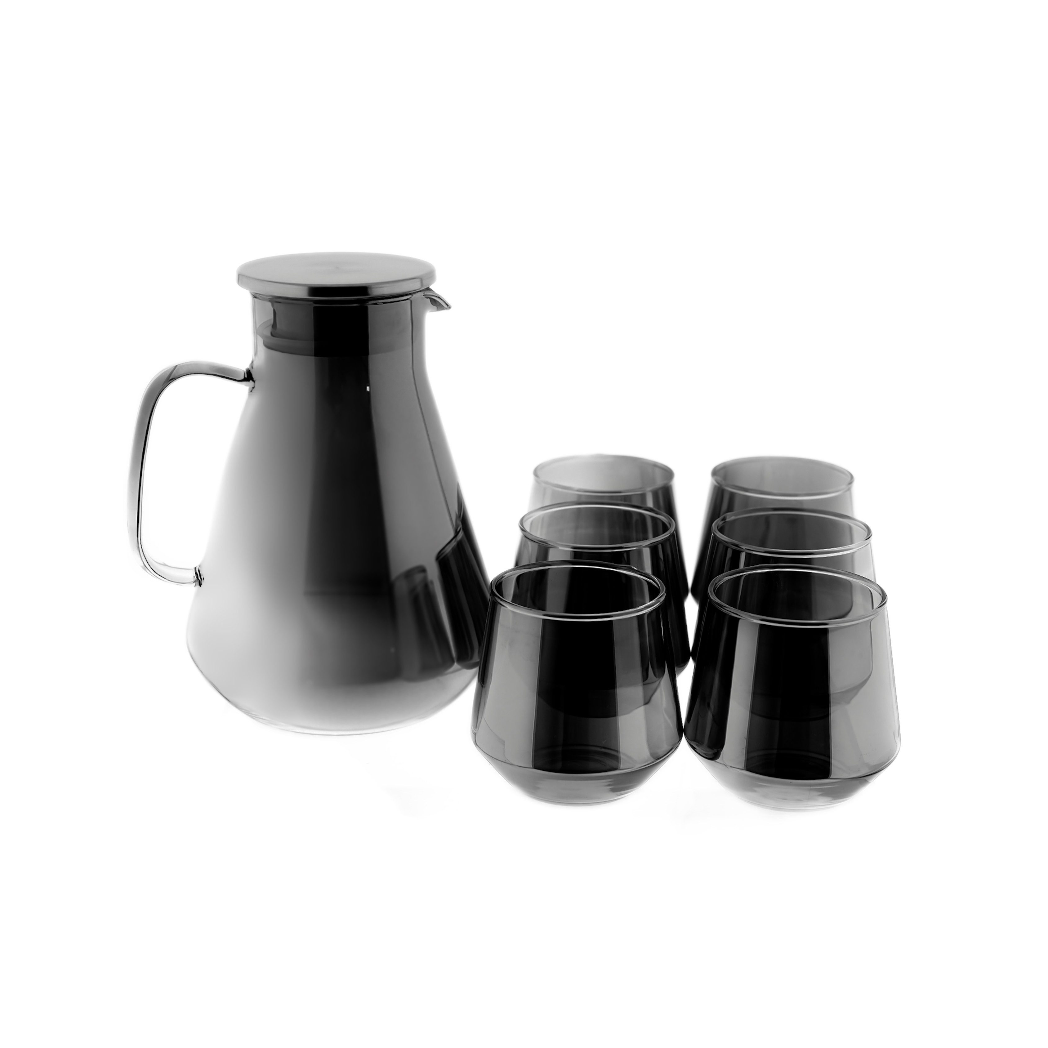 Almina Karaffe aus hochwertigem Borosilikatglas mit Deckel & Griff - 7-teilig, (1-tlg)