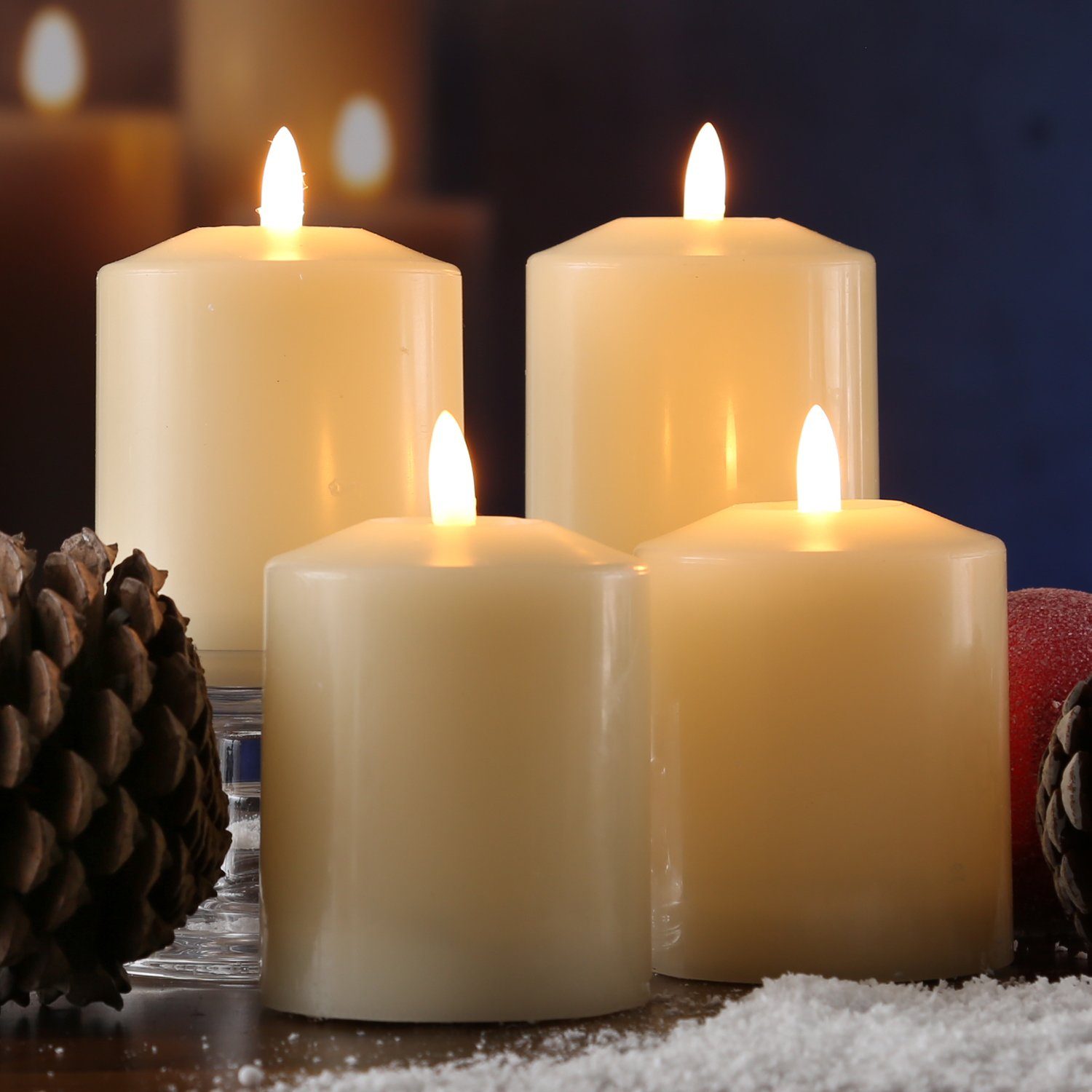 MARELIDA LED-Kerze LED Свечиset Adventskerzen Echtwachs mit Fernbedienung 11,5cm 4St. (4-tlg)