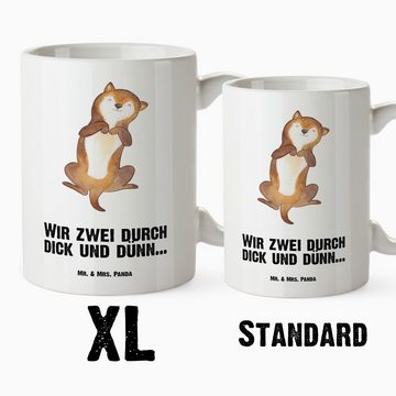 Mr. & Mrs. Panda Tasse Hund Streicheln - Weiß - Geschenk, XL Becher, Bauch, Jumbo Tasse, Hun, XL Tasse Keramik, Großes Füllvolumen