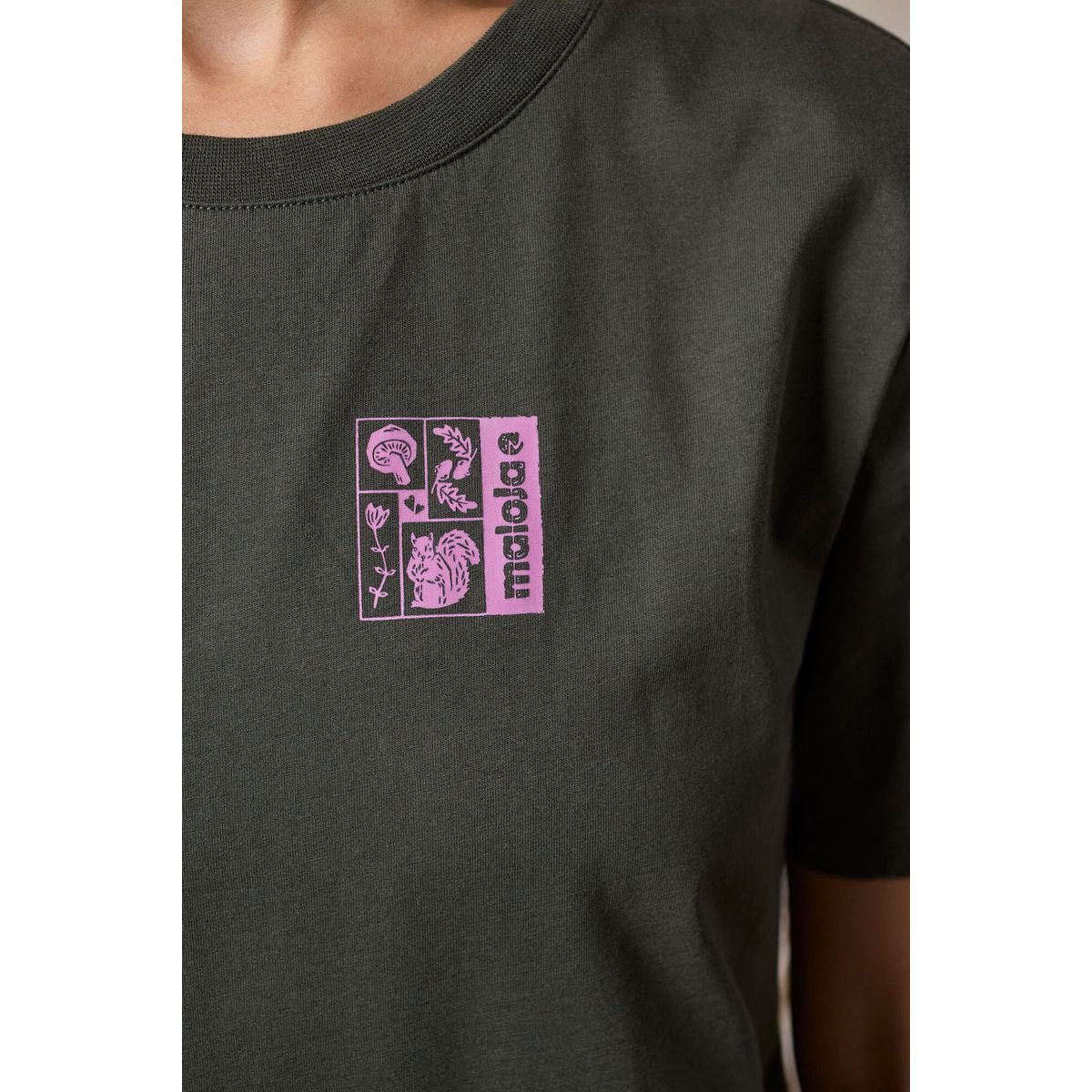 Maloja Kurzarmshirt KAMPECKM. Bio-Baumwoll-T-Shirt mit "Respect the Lokals"-Print, ideal für Alltag