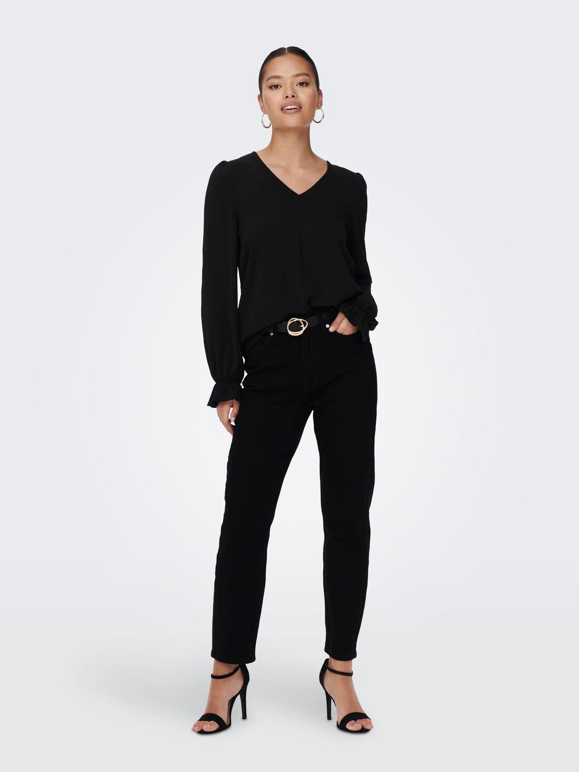 ONLY Spitzenbluse ONLMETTE L/S LACE TOP WVN Kunstfaser, regular fit