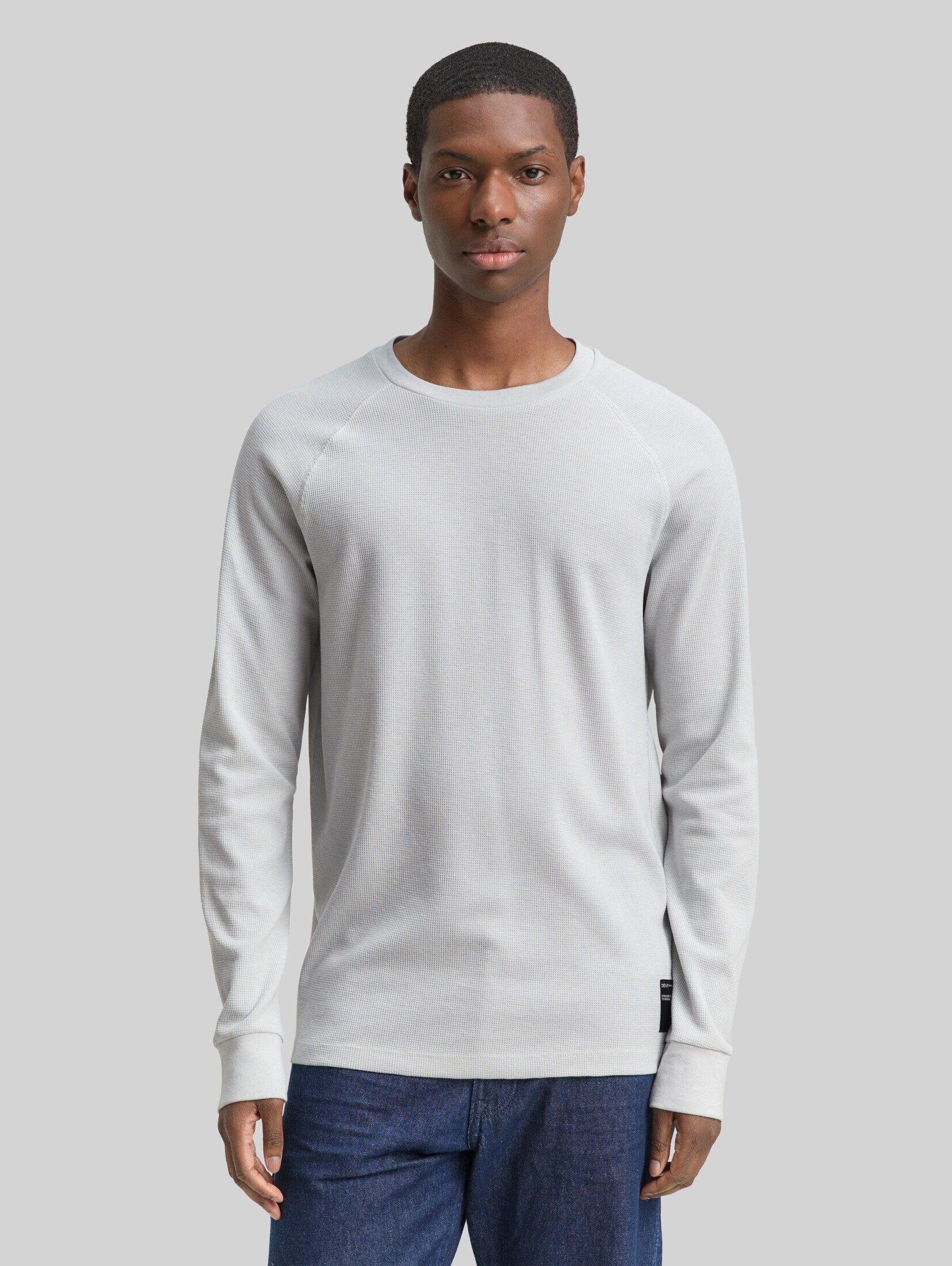TOM TAILOR Denim Langarmshirt T-Shirt Langarmshirt mit Waffelstruktur