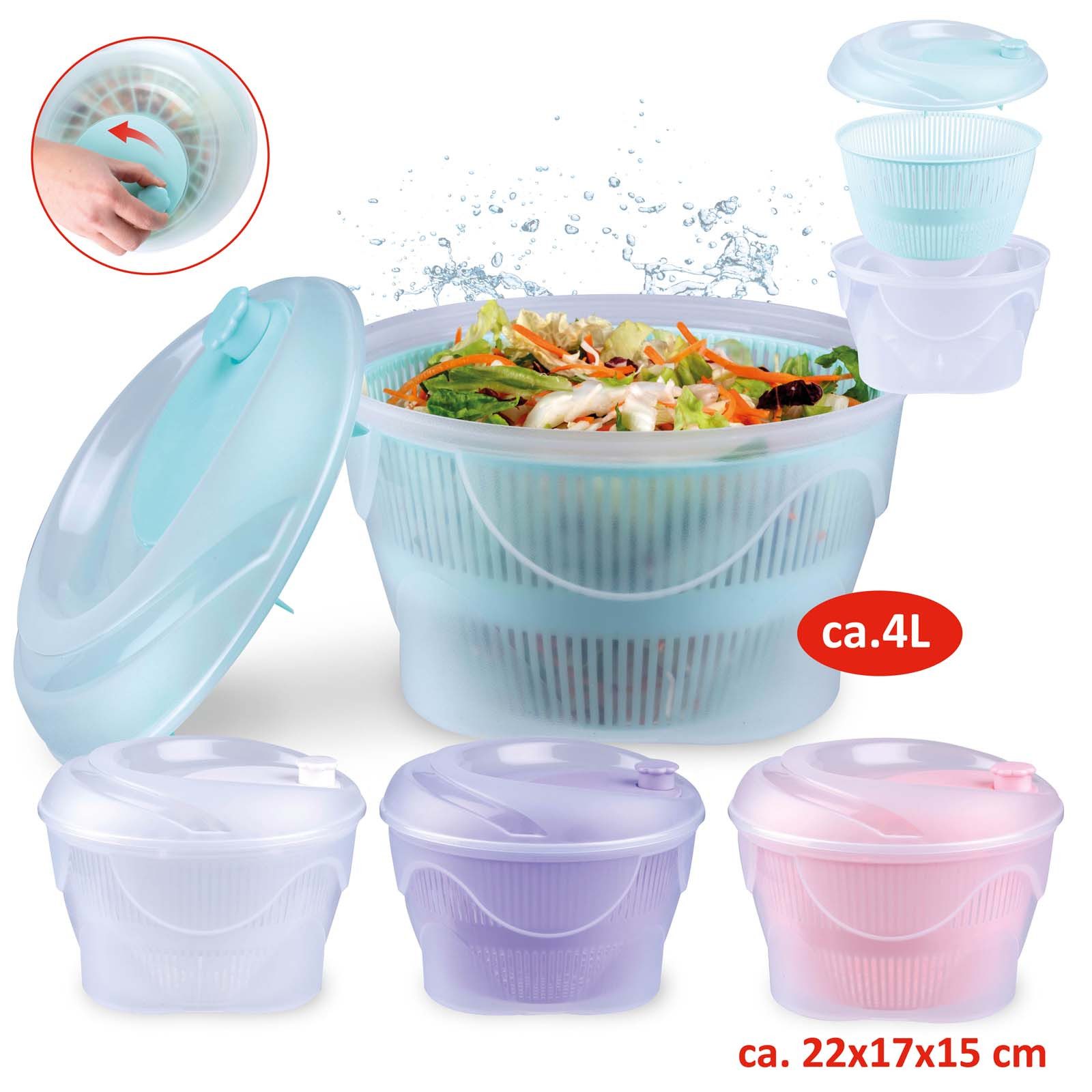 HAC24 Salatschleuder Salat Schleuder 4 Liter Salattrockner Salatschüssel, (1-tlg), Ø 23 cm mit Kurbel & Siebeinsatz