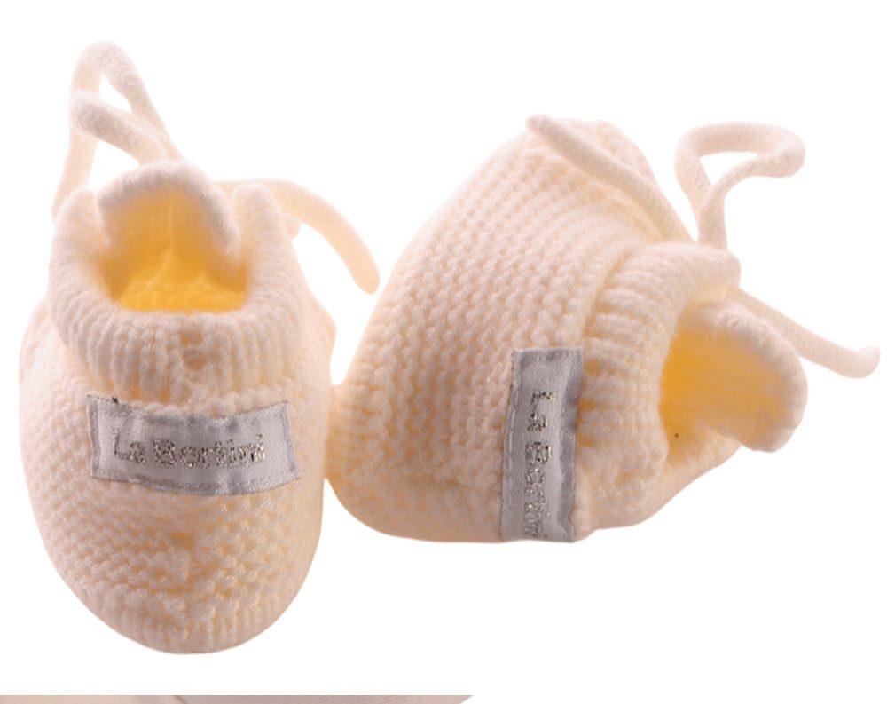 La Bortini Füßlinge Baby Strickschuhe Socken 0-3Mon Stricksocken Erstlingssocken für Neugeborene, Frühchen, neutral, unisex, ecry, creme – Bild 2 von 4