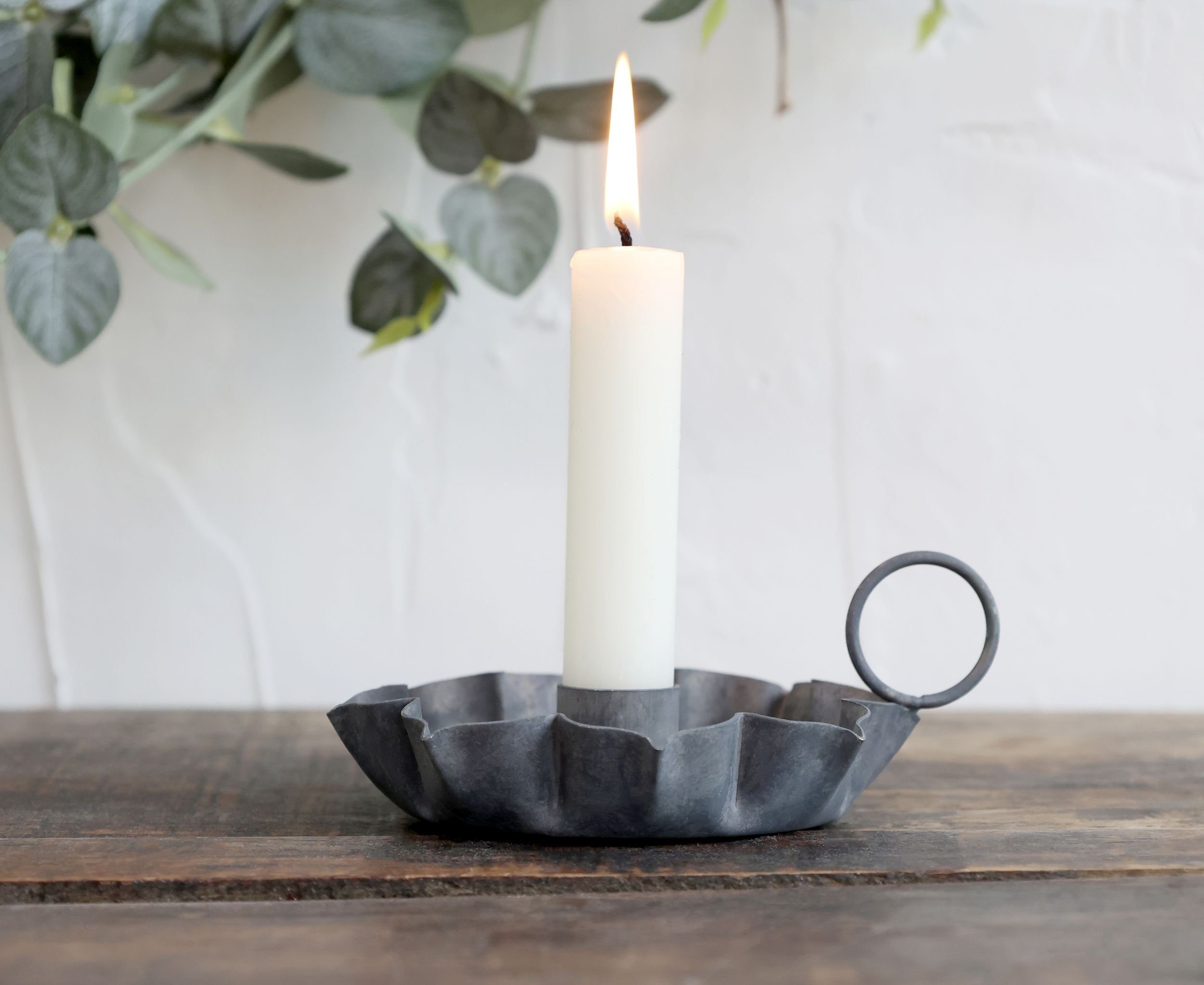 Chic Antique Kerzenhalter Kerzenhalter Kerzenleuchter Kammerleuchter Metall Grau Chic Antique