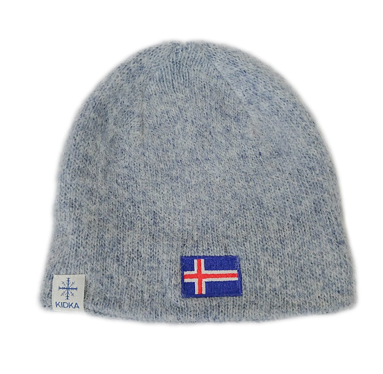 KIDKA Strickmütze - Wintermütze - Wollmütze mit Island-Flagge - aus rauer isländischer Wolle