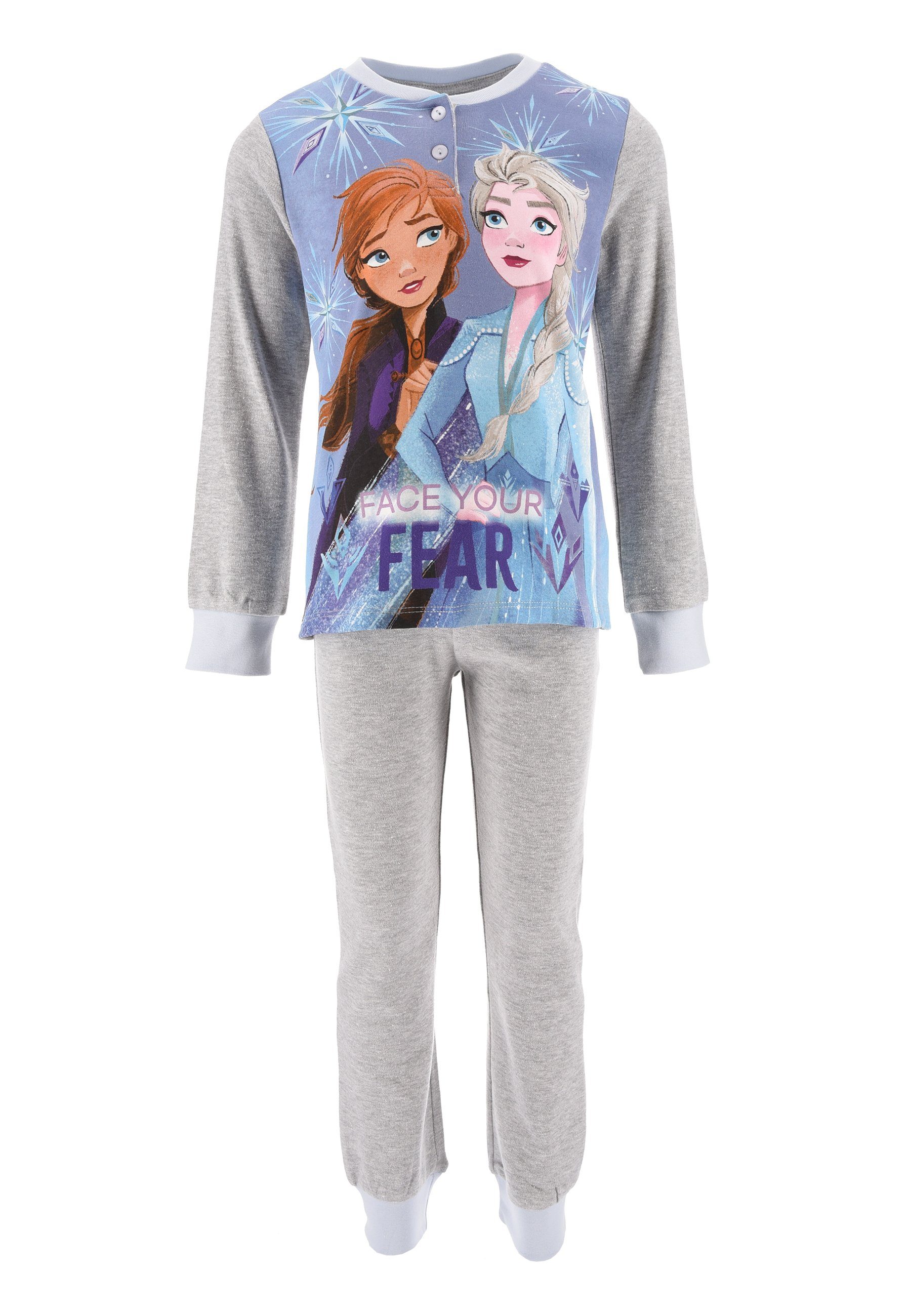 Disney Frozen Schlafanzug »Die Eiskönigin Anna und Elsa Kinder Mädchen  Schlafanzug Kinder Pyjama Langarm Shirt + Schlaf-Hose« (2 tlg)
