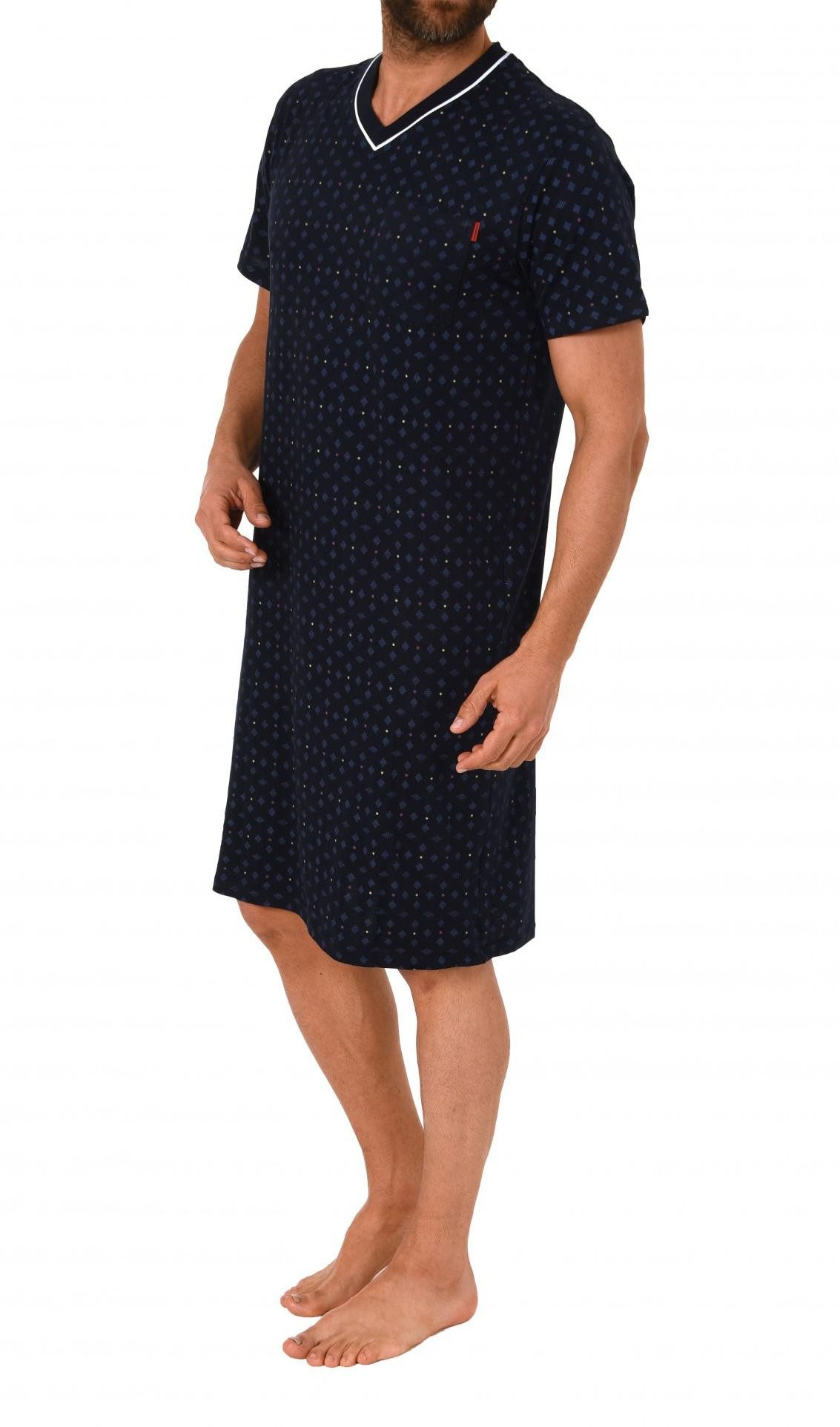 Normann Pyjama Herren Nachthemd kurzarm mit V-Hals - auch in Übergrößen erh günstig online kaufen