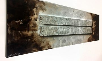 WandbilderXXL XXL-Wandbild Silver Core 240 x 75 cm, Abstraktes Gemälde, handgemaltes Unikat