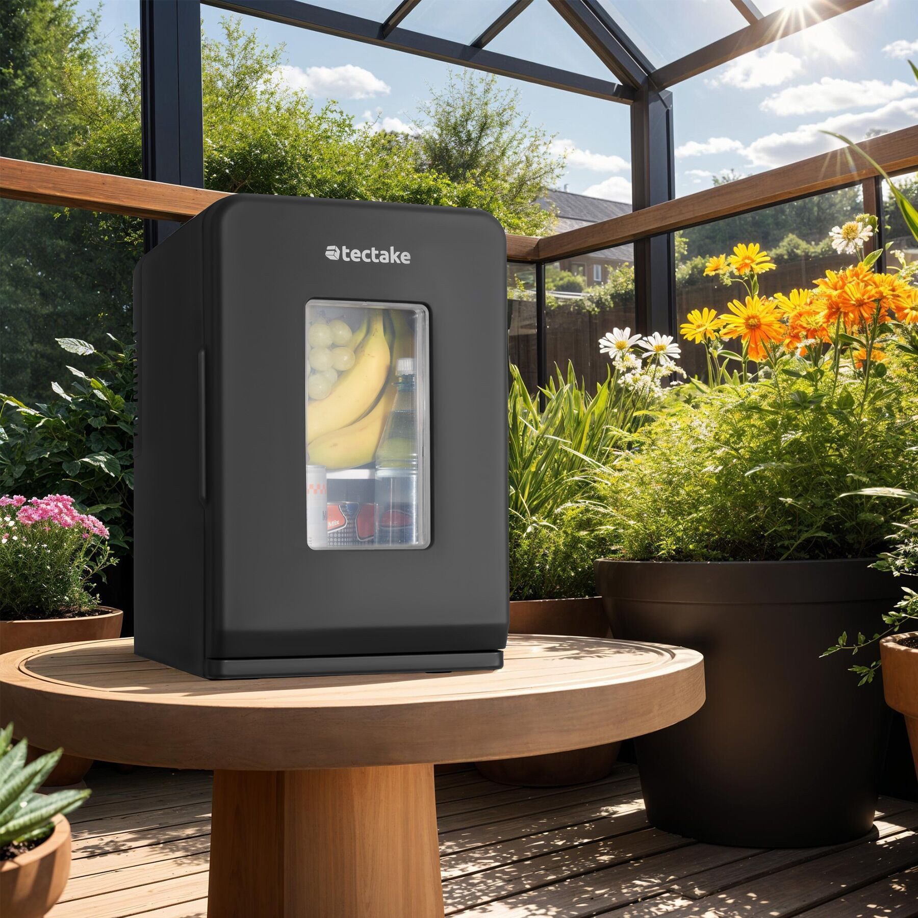 tectake Kühlbox Tragbarer 2 in 1 Mini-Kühlschrank, 27 x 31 x 41 cm, 14 l, leicht und leise, mit ECO-Modus und AC- und DC-Kabel