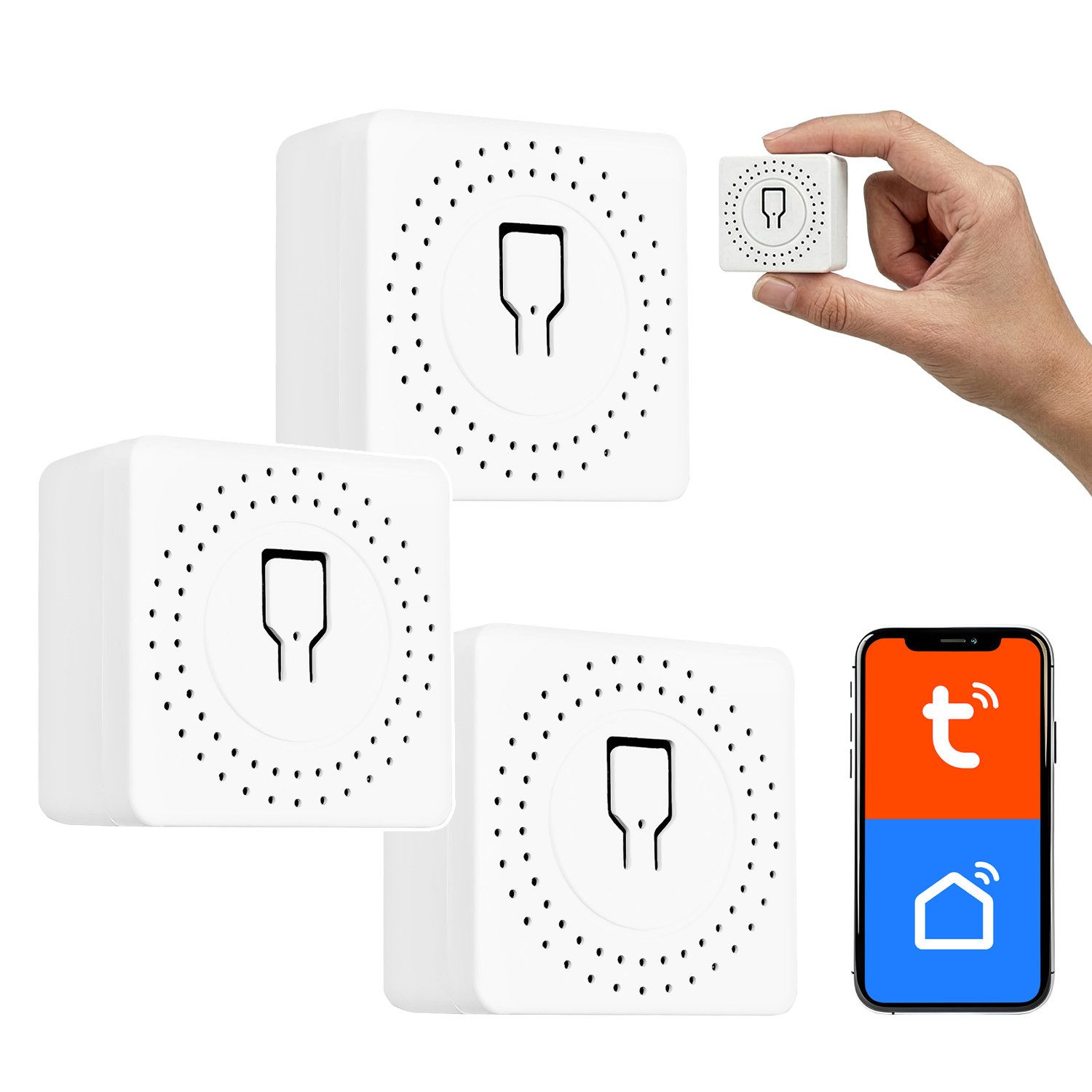 GreenBlue Relais-Modul GB739 Smart Tuya WLAN-Steuerrelais für Unterputzmontage, (3-St), 100–240 V AC, 50/60 Hz, max. 16 A, für LED 150 W