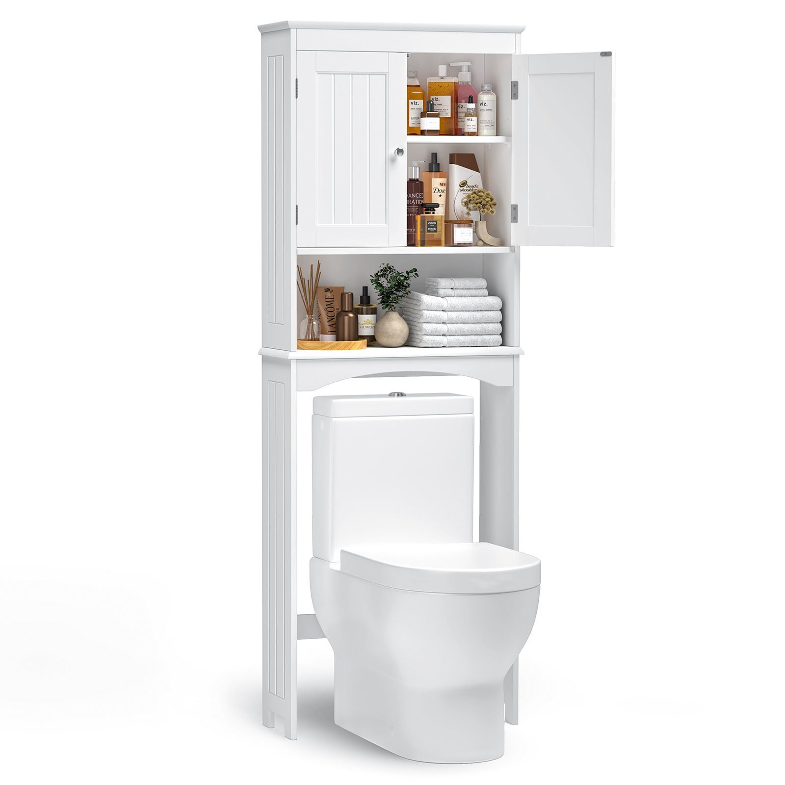 Toilettenschrank, Bealife Ablagen, mit Weiß 60x23x167cm Badregal