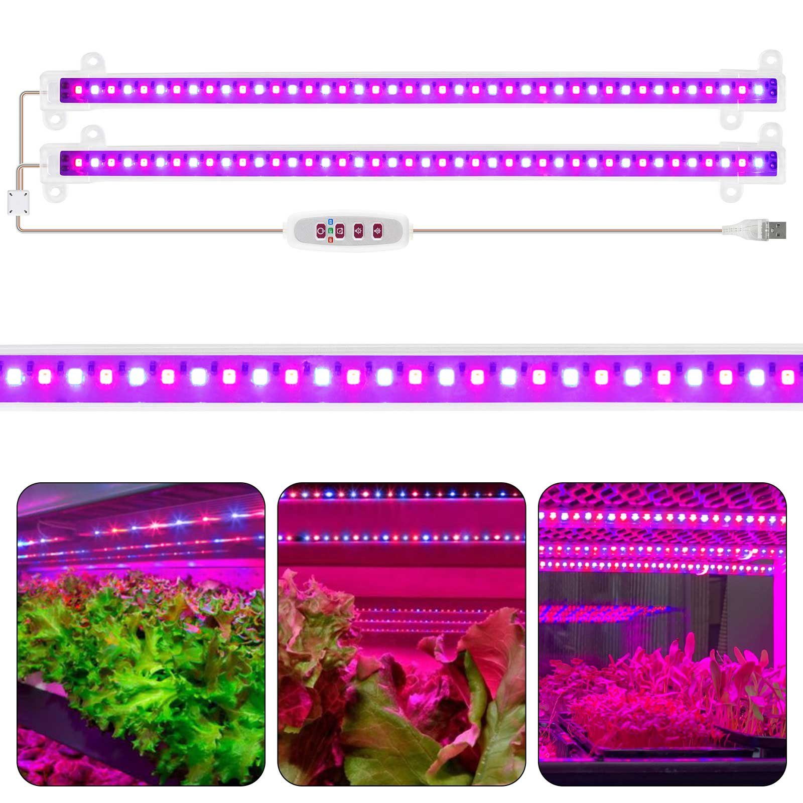 Indoor zwei, LED-Wachstumslicht Einer Rohr-Streifen, Vollspektrum-Pflanzenlampe, Tageslichtweiß, Pflanzenlampe On/Off Auto Flower Sunicol Veg schleppt rot Dimmbar, blau, Timer für mit