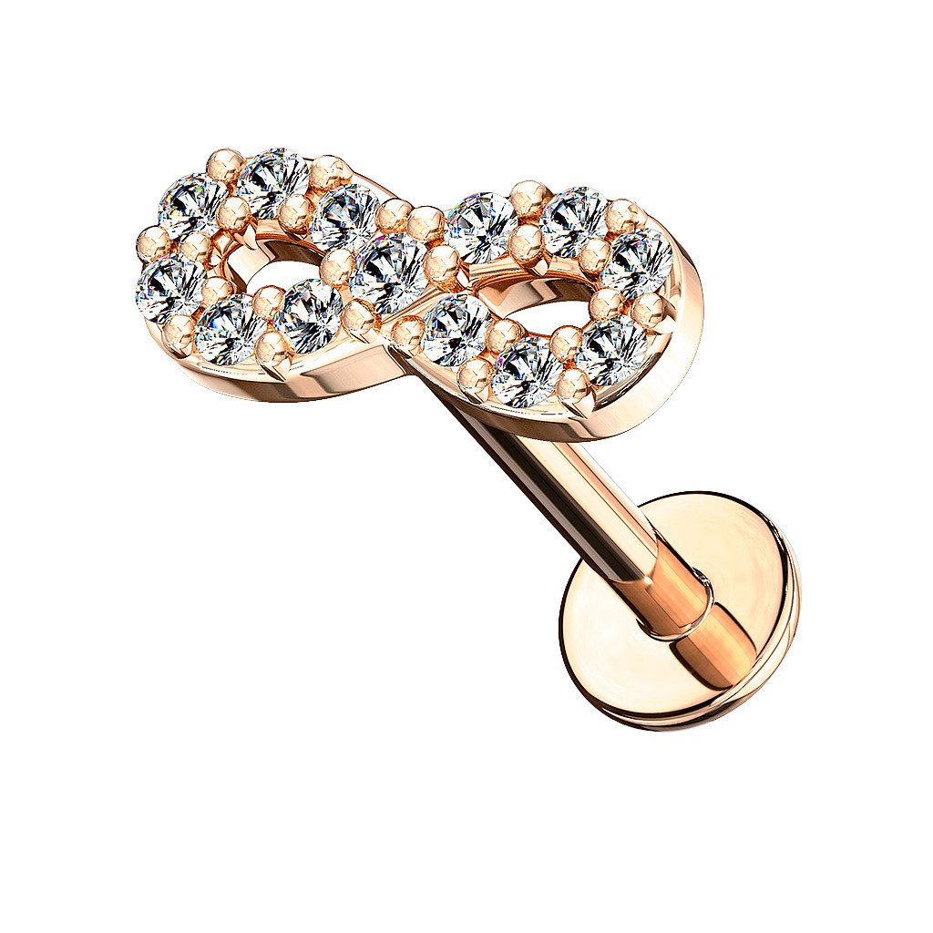 Piercing-Set Tragus Knorpel Labret Piercing Kristall Unendlich Zeichen Rosegold 8mm